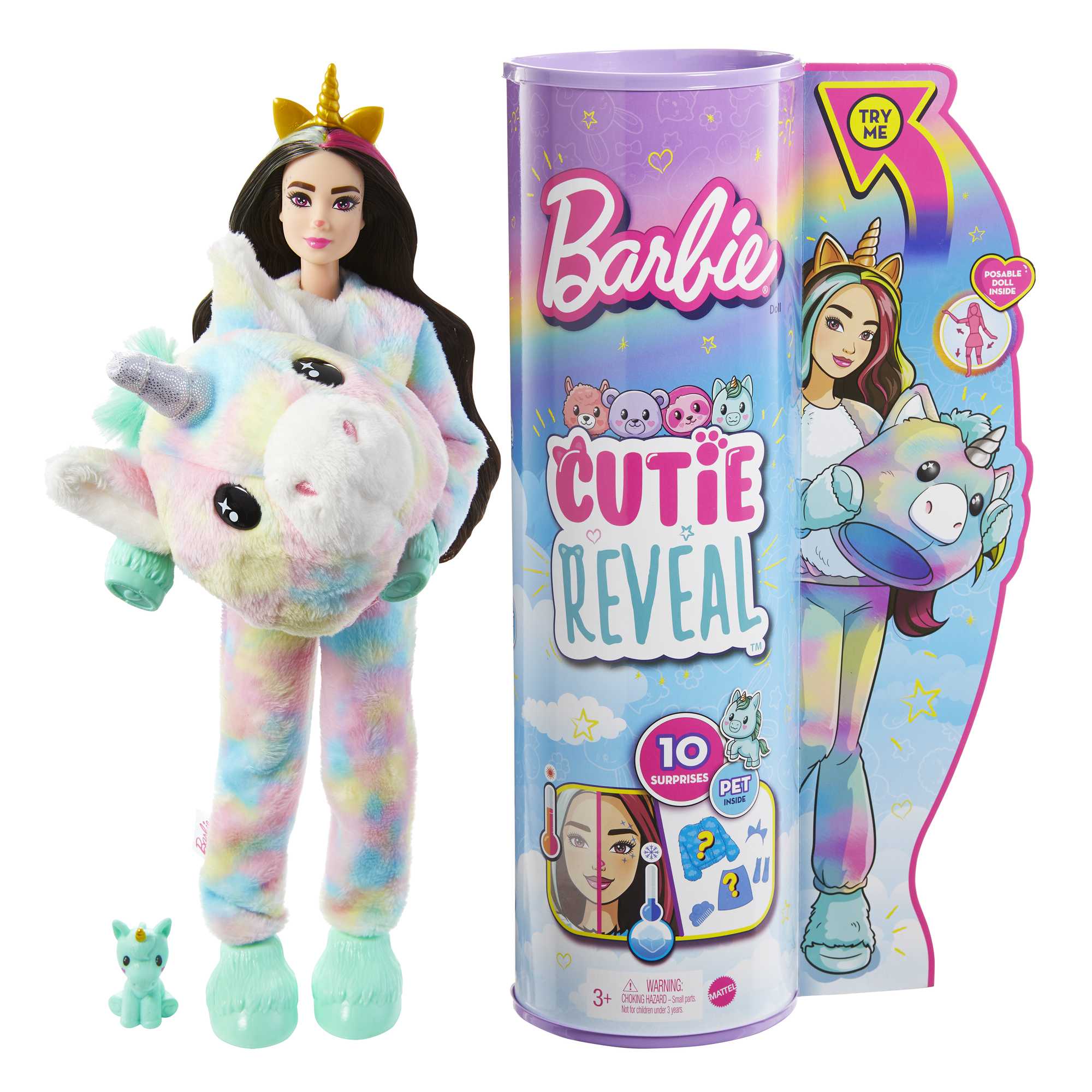 Barbie Doll, Cutie Reveal Owl Plush Costume Doll with 10 Surprises, Mini  Pet, Color Change and Accessories, Snowflake Sparkle