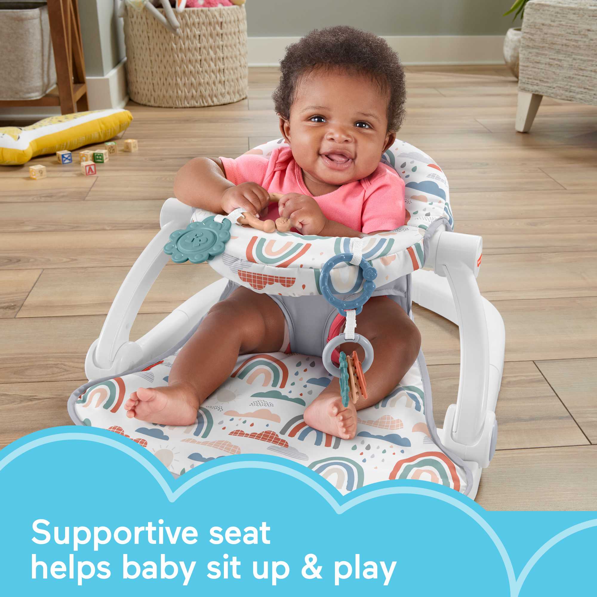 Fisher-Price On-the-Go Sit-Me-Up Infant Floor Seat Gray Hexagon