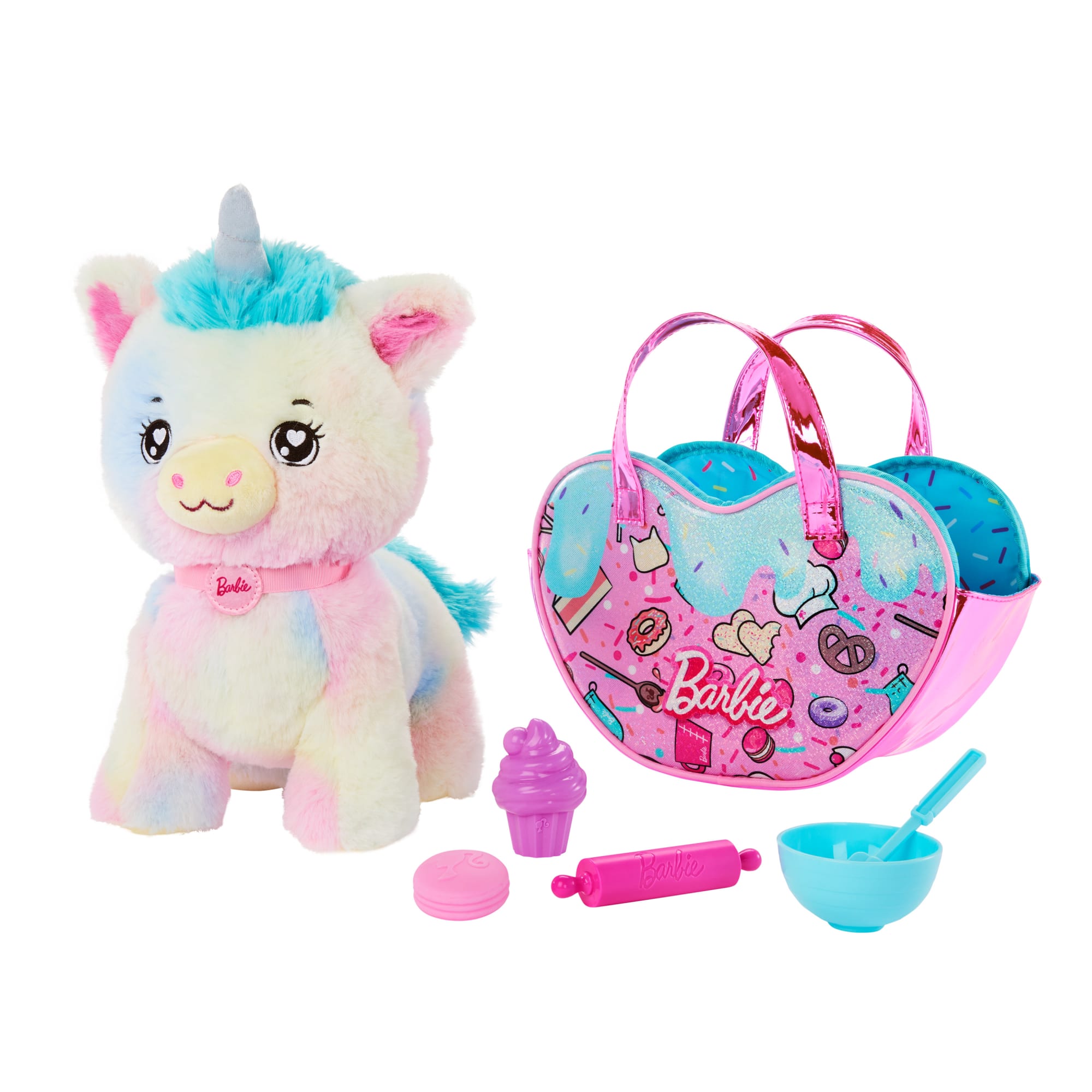 Barbie Stuffed Animals, Unicorn Toys, Plush With Purse And 5 Accessories, Chef Pet Adventure
