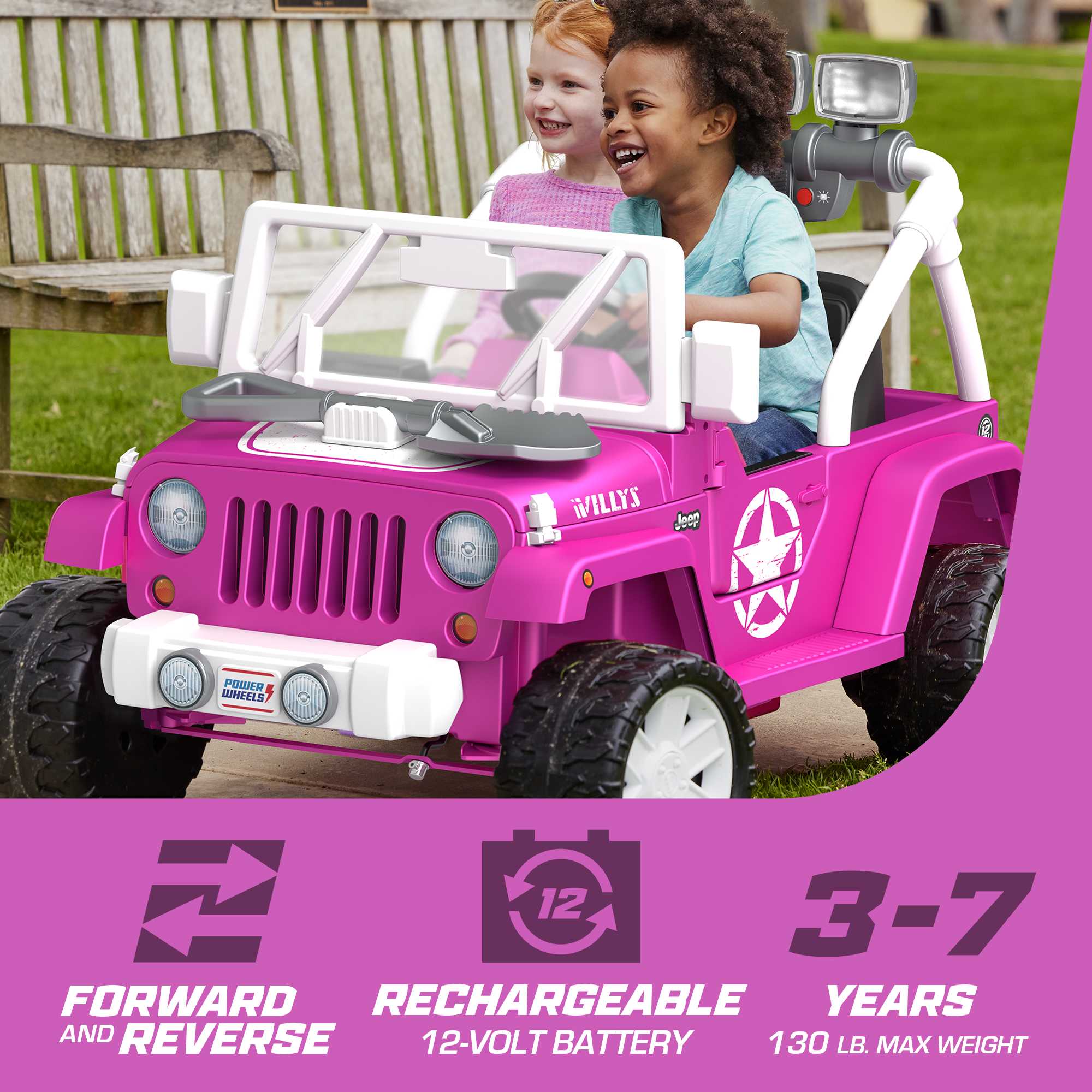 Power Wheels Jeep Wrangler Willys Pink | Mattel