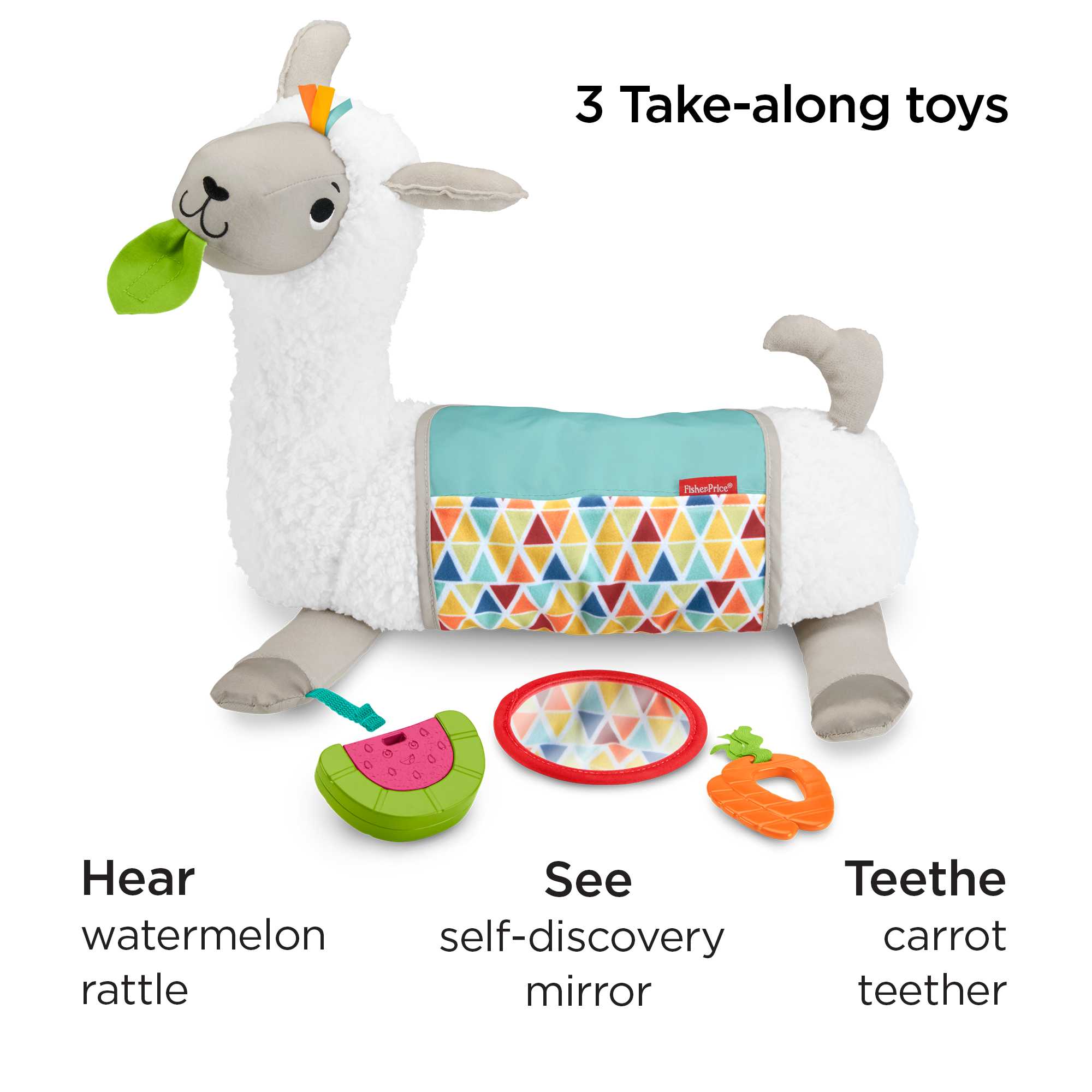 Fisher-Price Grow with Me Tummy Time Llama Baby Toy |Mattel