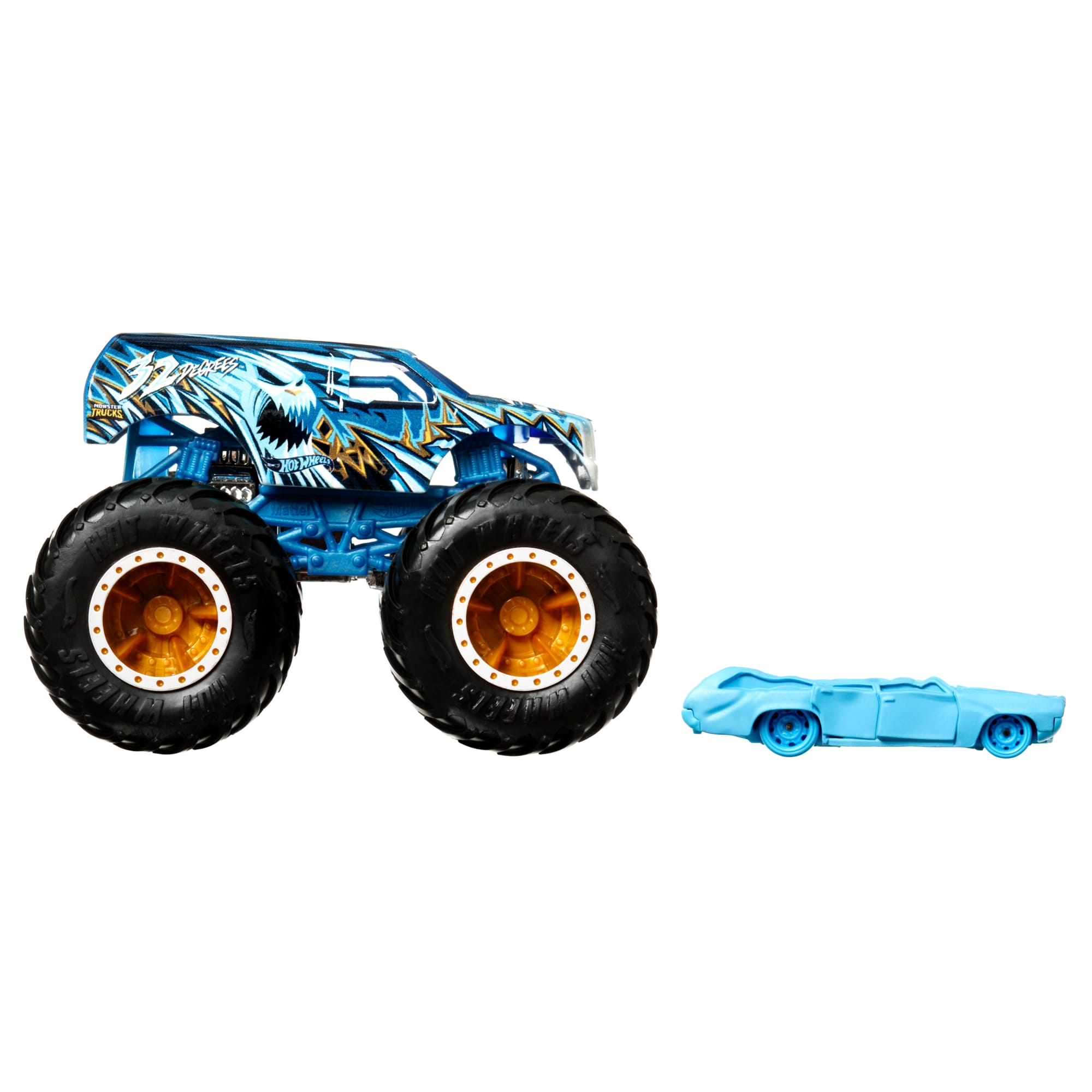 Hot Wheels Monster Trucks Veículo de Brinquedo 32 Degrees SUV Die Cast Flat Iron Crushed