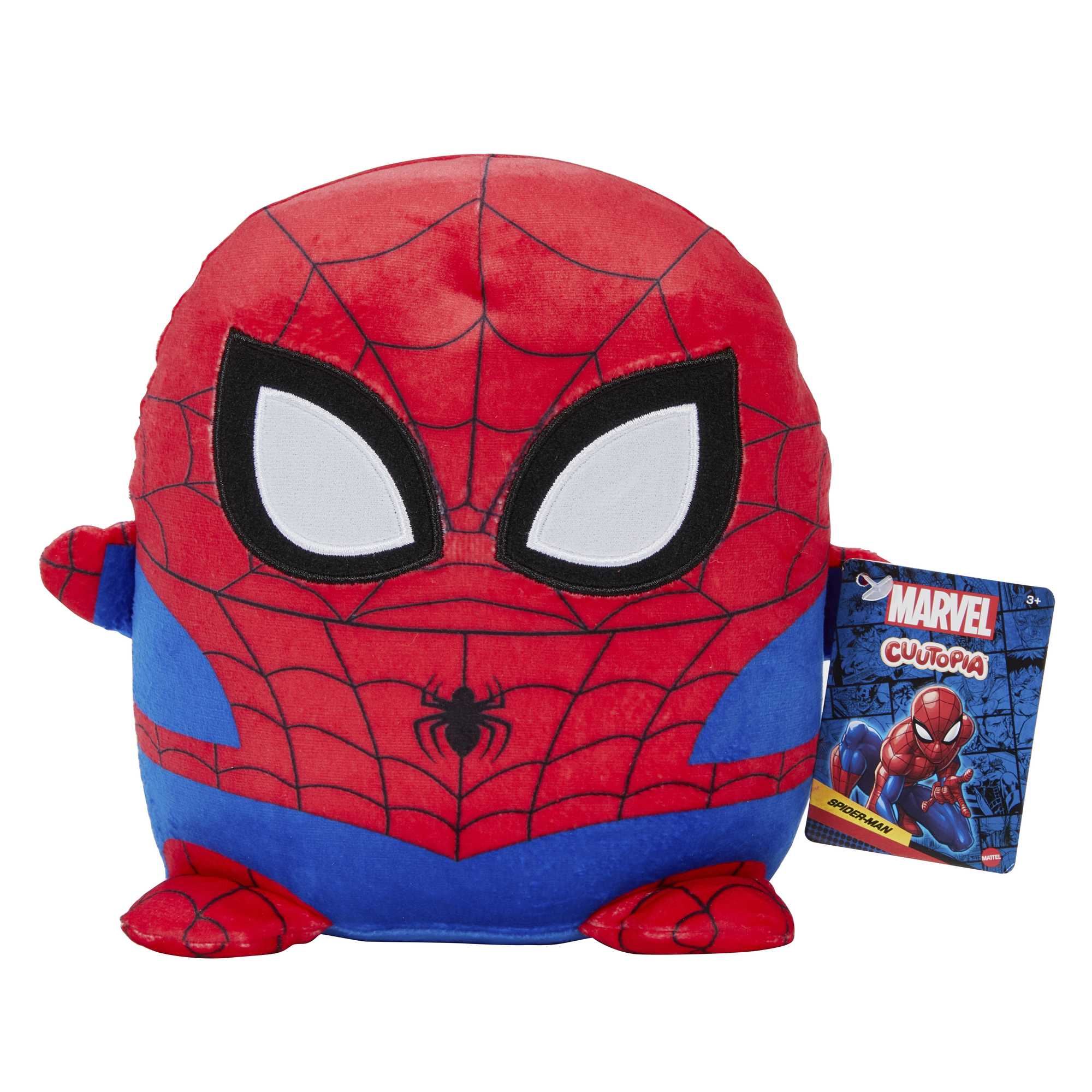 Marvel Cuutopia Plush Spider-Man, 10-In Soft Rounded Pillow Doll, Collectible Superhero Stuffed Animal