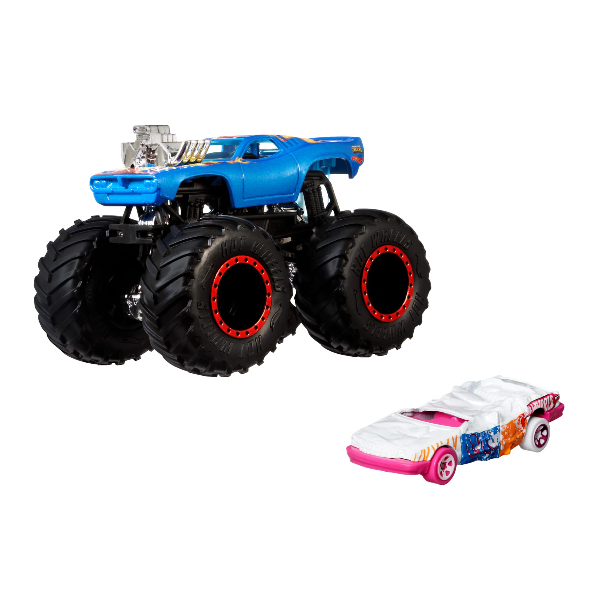 Hot Wheels Monster Trucks Veículo de Brinquedo Rodger Dodger Die Cast Sudder Stop Crushed