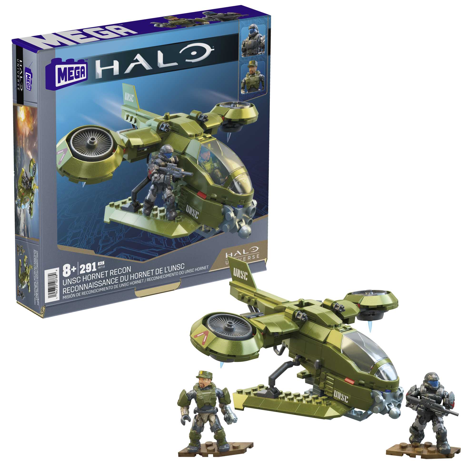 MEGA Halo UNSC Hornet Recon Aircraft Building Toy with 2 Micro Action  Figures (293 pcs) | Mattel