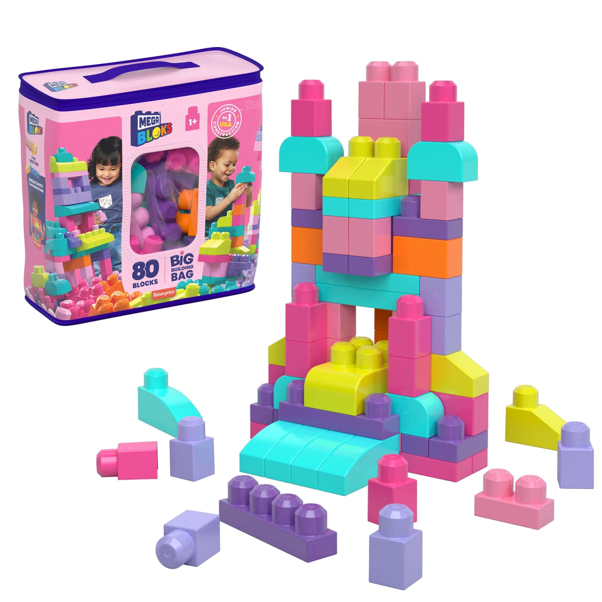 Mega Bloks Sac rose 80 briques | Mattel