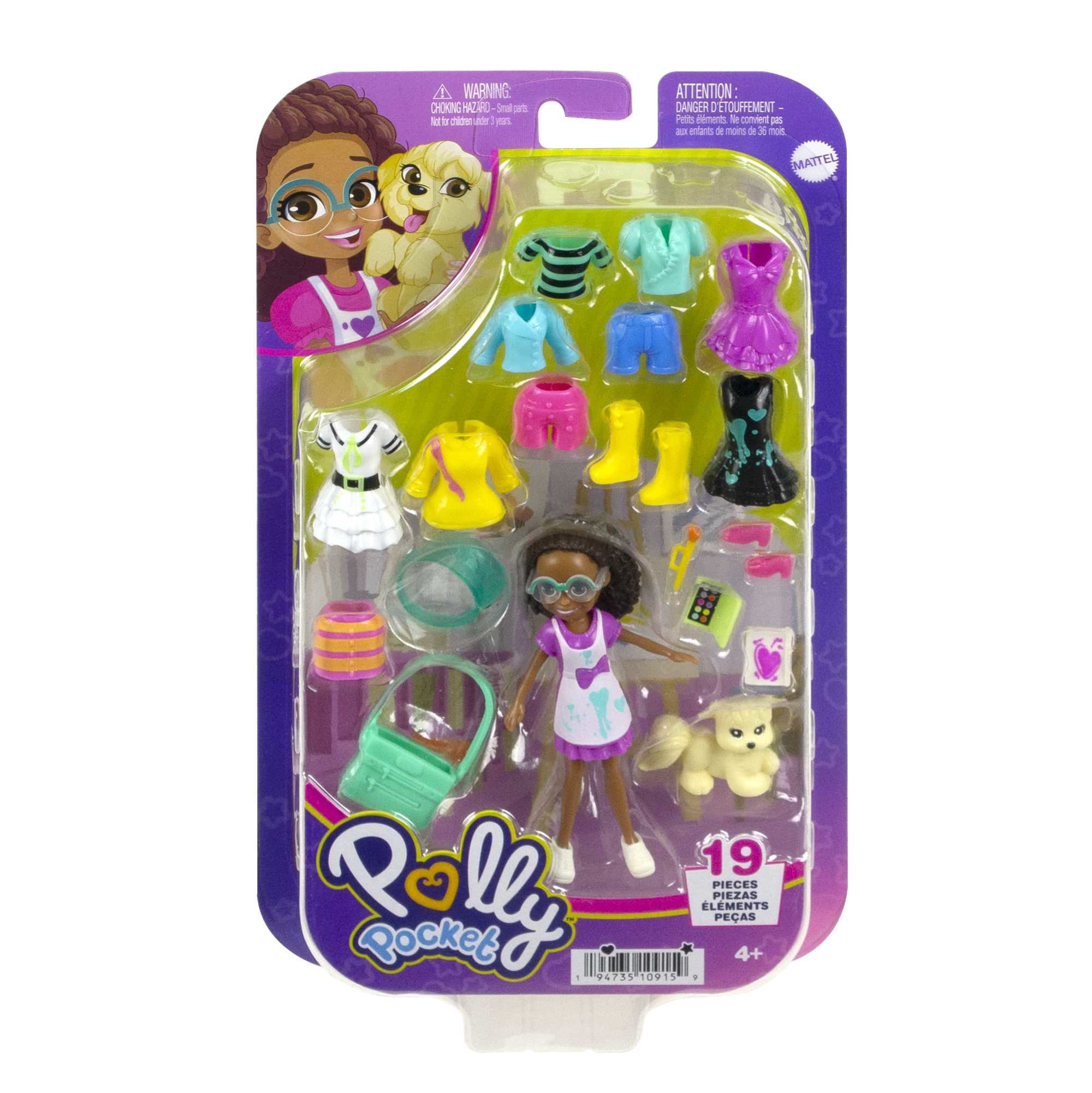 Polly Pocket Poupée et 18 Accessoires, Atelier de Peinture de Shani