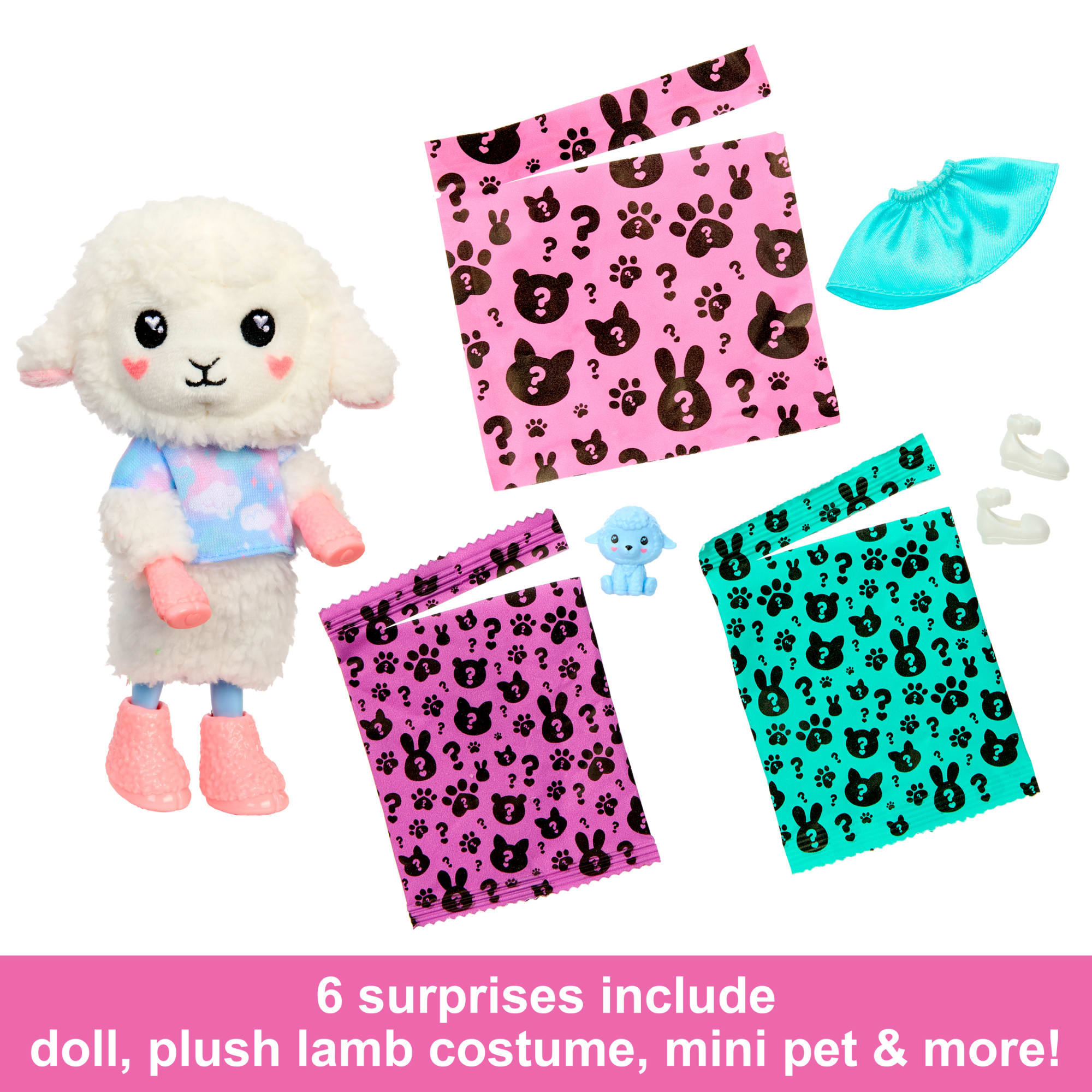 Barbie Cutie Reveal Cozy Cute Tees Series Chelsea Doll & Accessories, Plush Lamb, Blonde Small Doll
