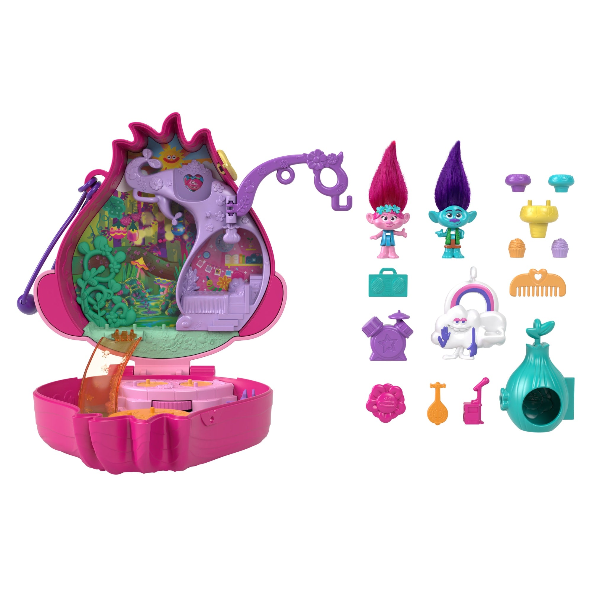Polly Pocket & Dreamworks-Les Trolls-Coffret Figurines et Accessoires