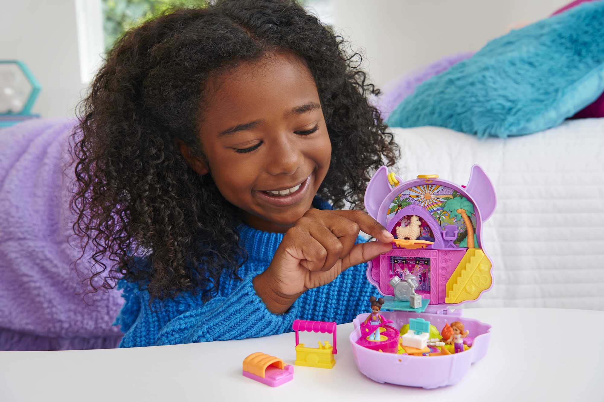 Polly Pocket Conjunto de Brinquedo Estojo Acampamento de Lhama
