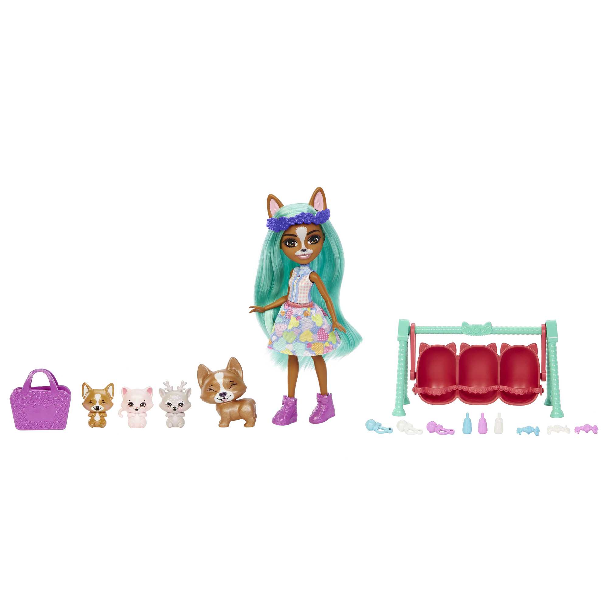 Enchantimals Muñeca Crizia Corgi y su Bestie Bebé