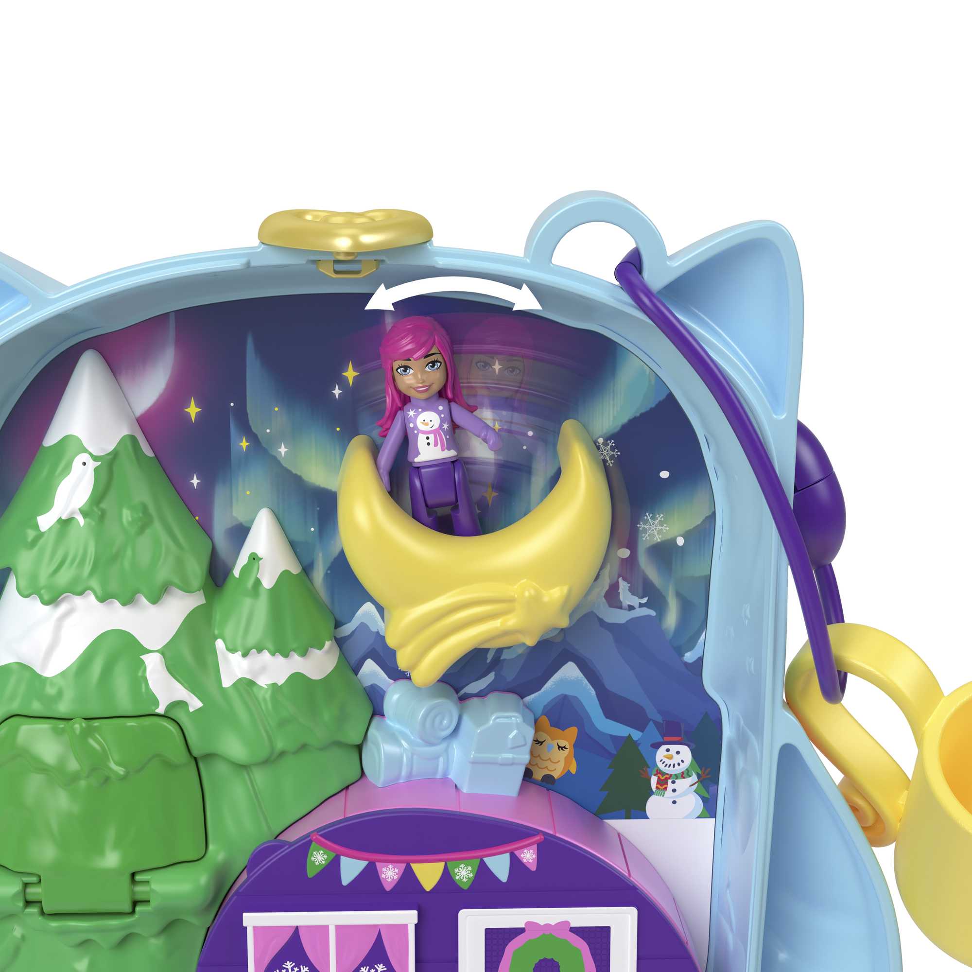 Polly Pocket Dolls And Playset, Pajama Party Snowy Sleepover Owl Compact