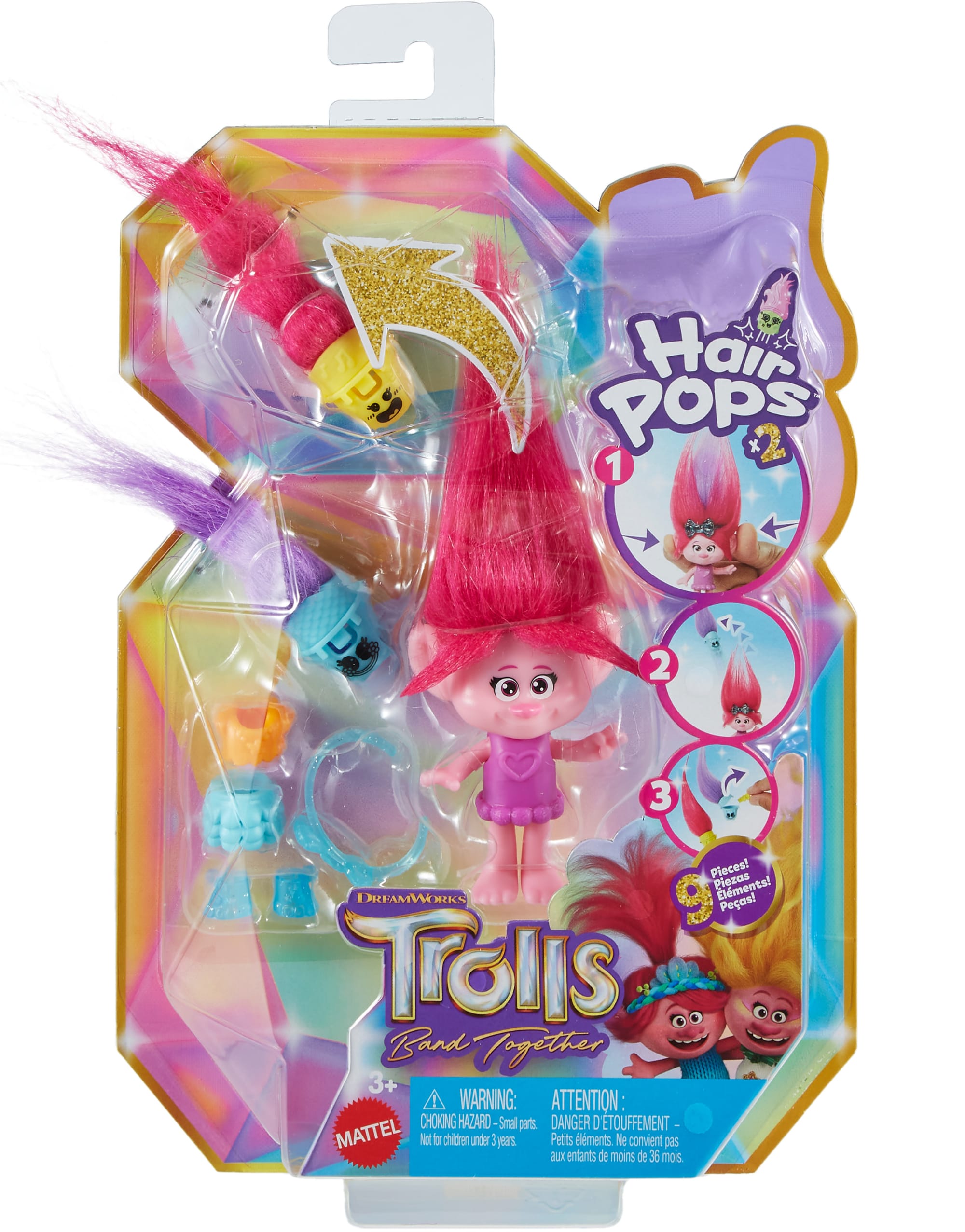 Dreamworks Trolls Band Together Petite Poupée Hair Pops Poppy