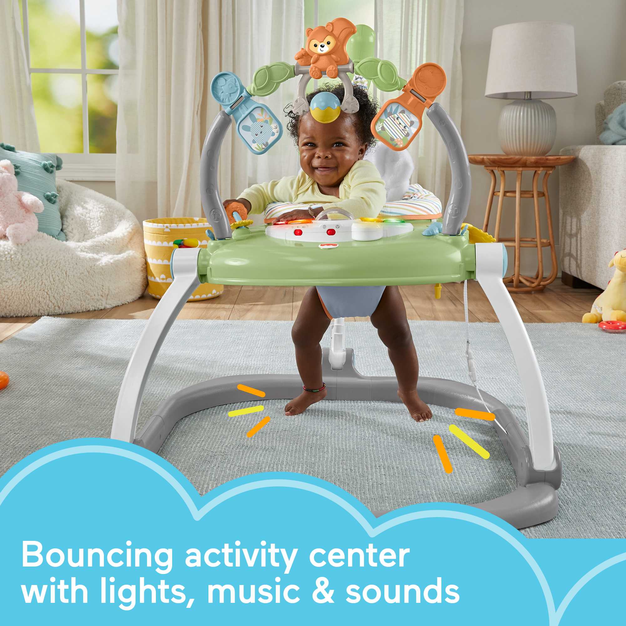 Fisher-Price Space Saver Jumperoo Baby Activity Center With Lights & Sounds, Sweet Snugapuppy