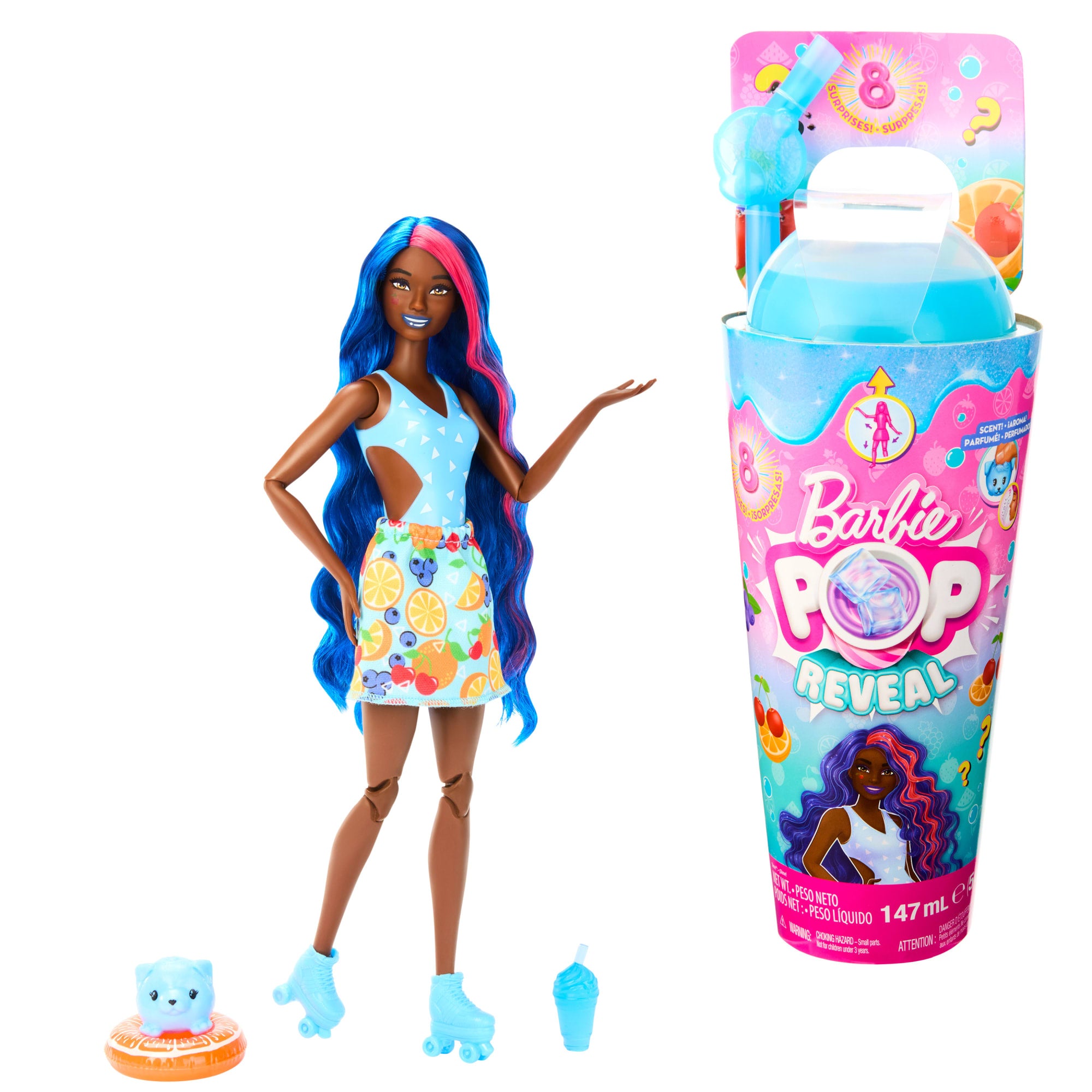 Barbie-Pop Reveal Série Fruit-Poupée parfum punch avec 8 surprises | Mattel
