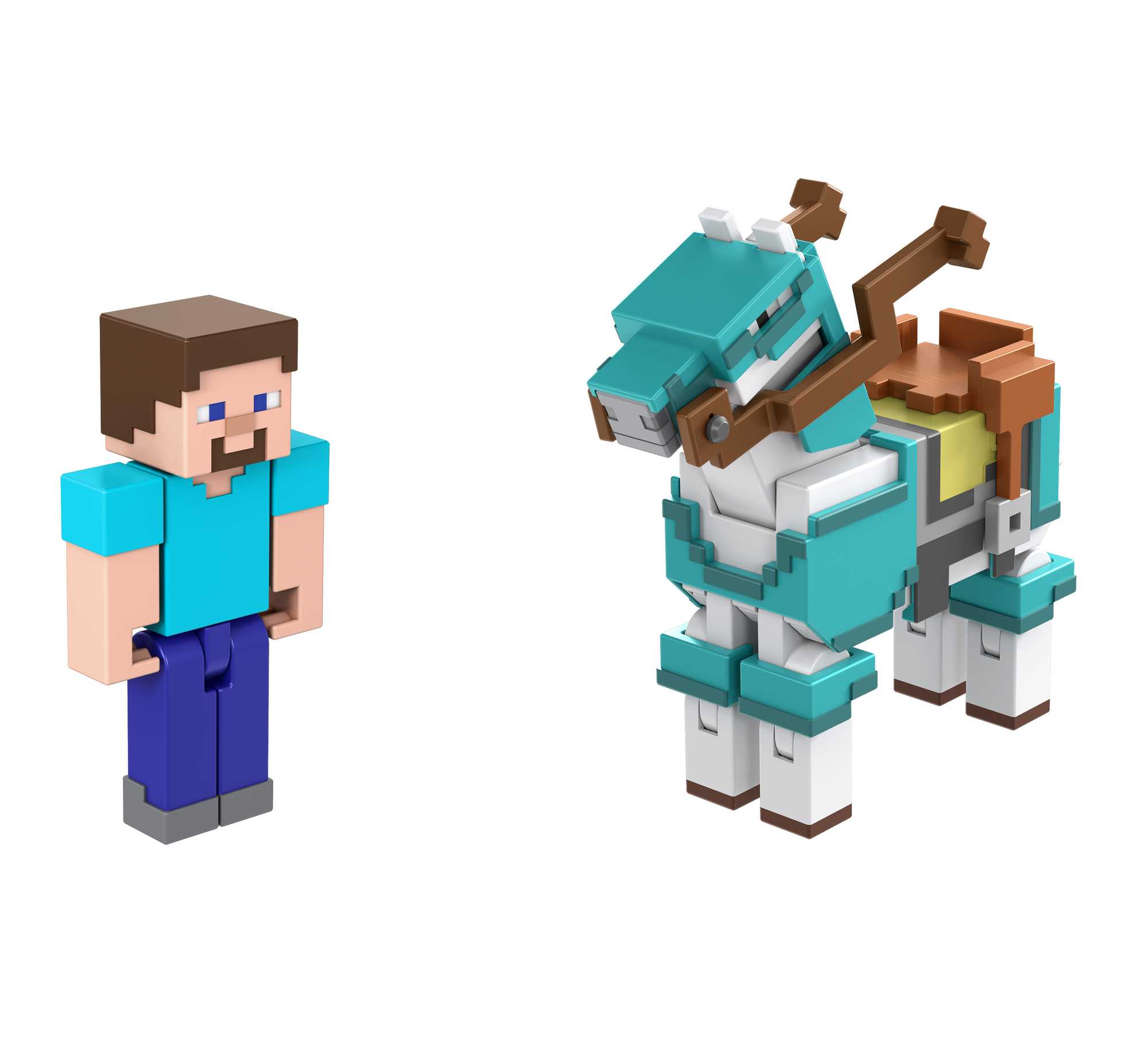 Minecraft Vanilla Figura de Acción Paquete de 2 Steve y Armored Horse 3.25"
