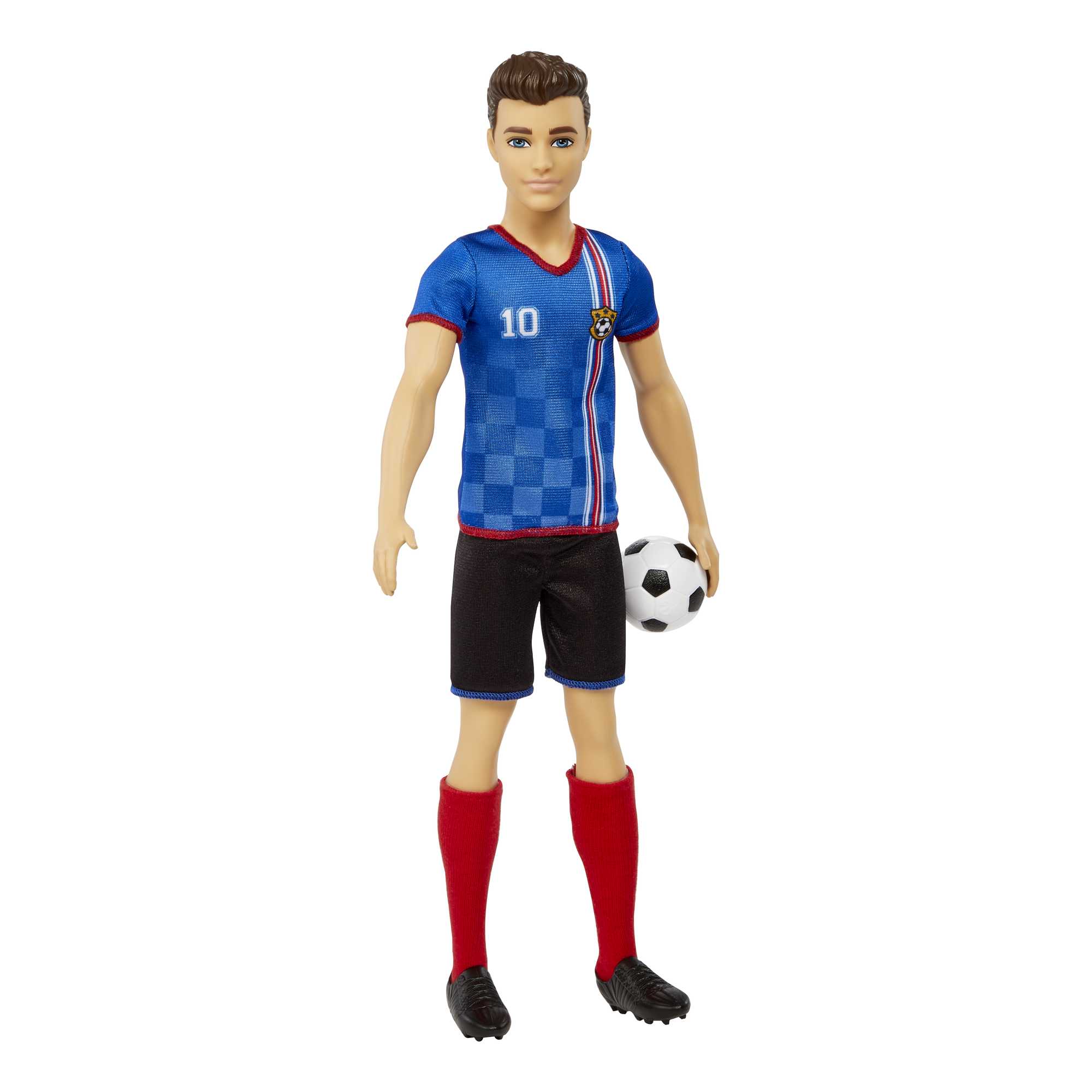Ken Poupée Joueur de Soccer, Cheveux Courts, Uniforme 10, Ballon