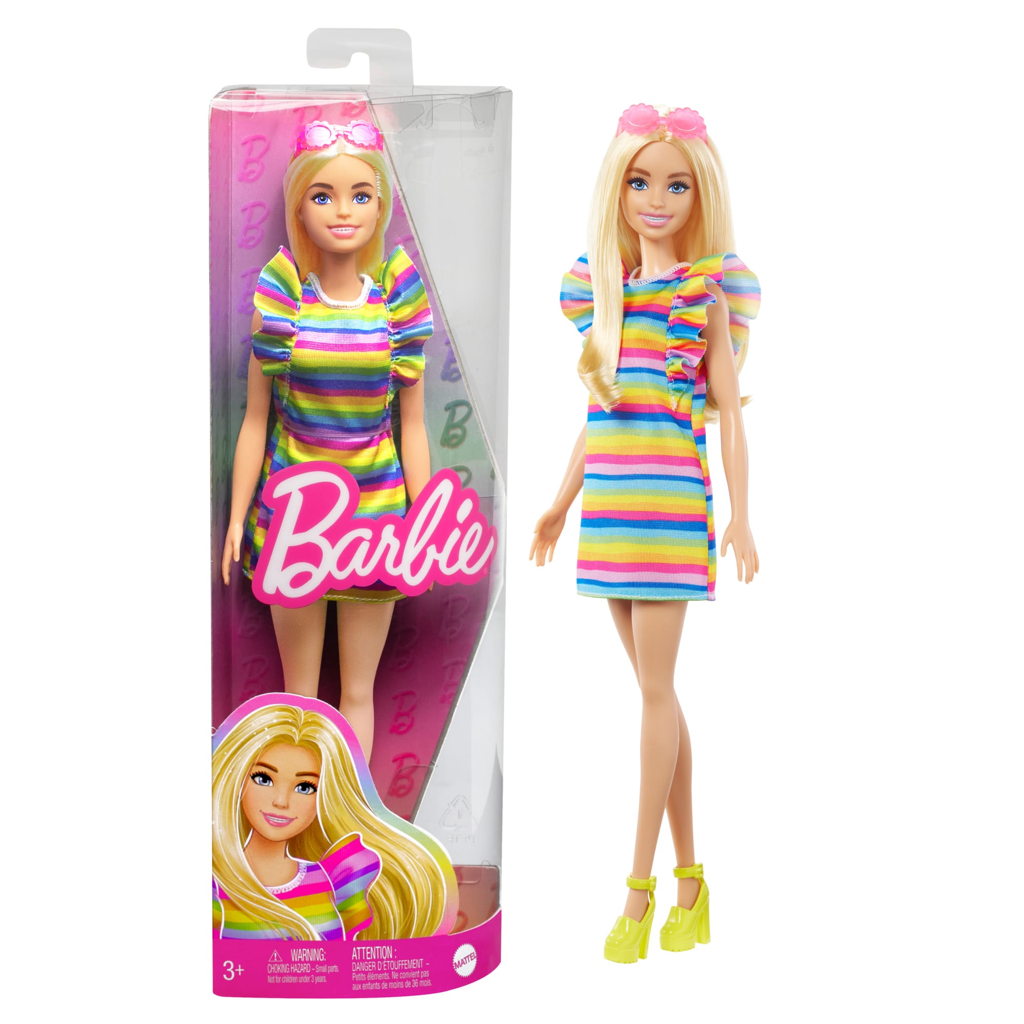 Barbie Fashionistas Doll | Braces & Rainbow Dress | MATTEL