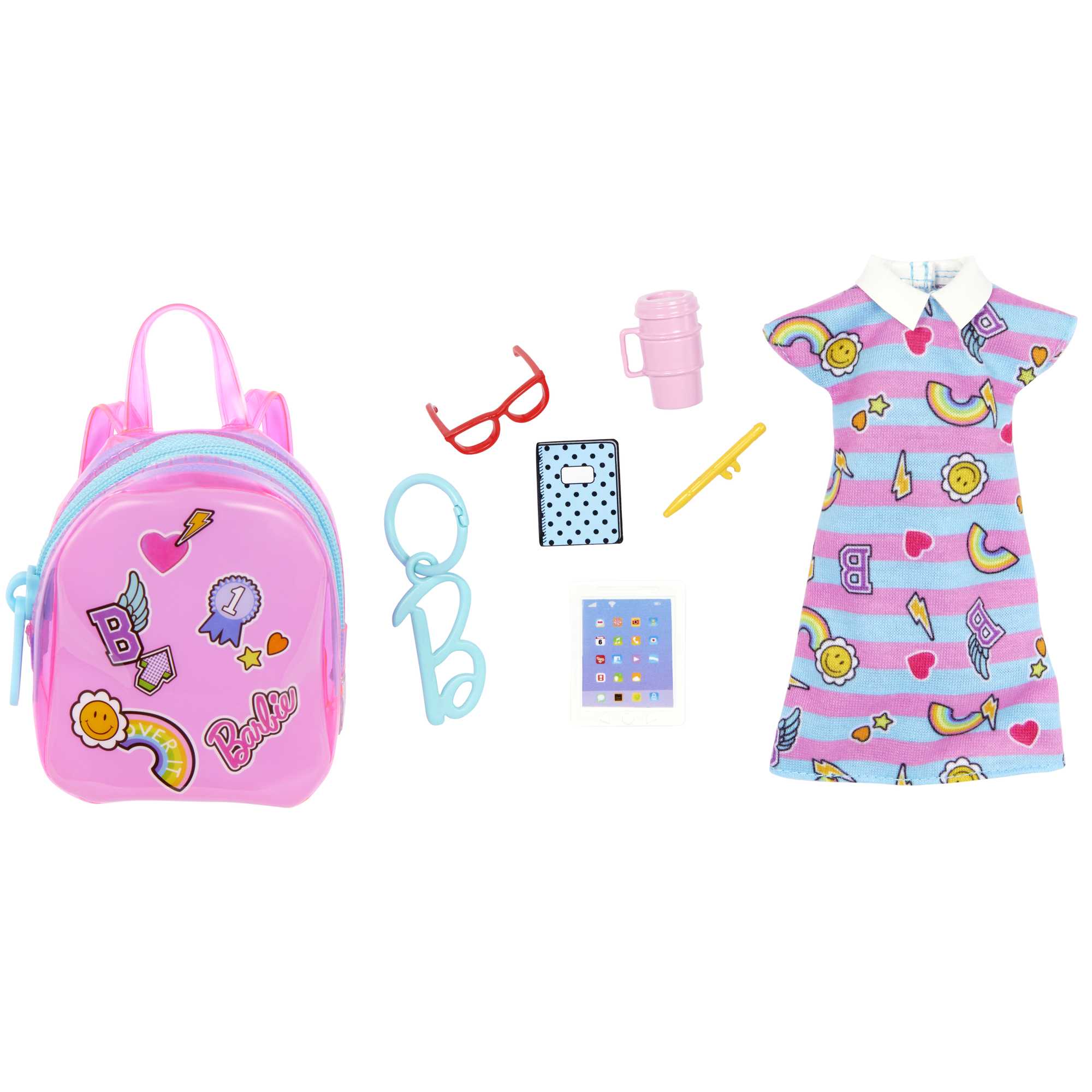 Barbie Tenue Sac de Luxe Avec Tenue Scolaire et Accessoires