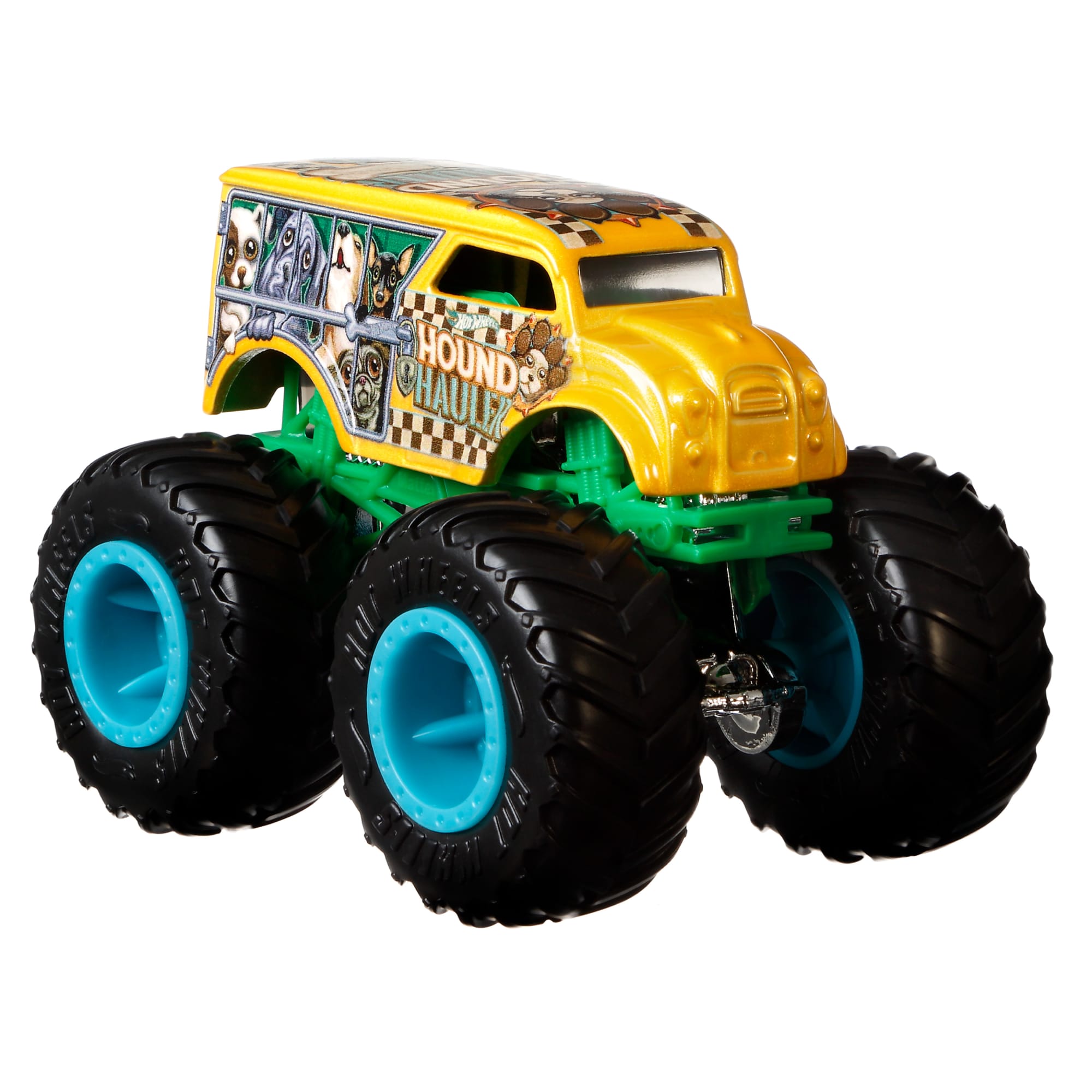 Hot Wheels Monster Trucks Veículo de Brinquedo Hound Hauler Dairy Delivery Die Cast Sudden Stop Crushed