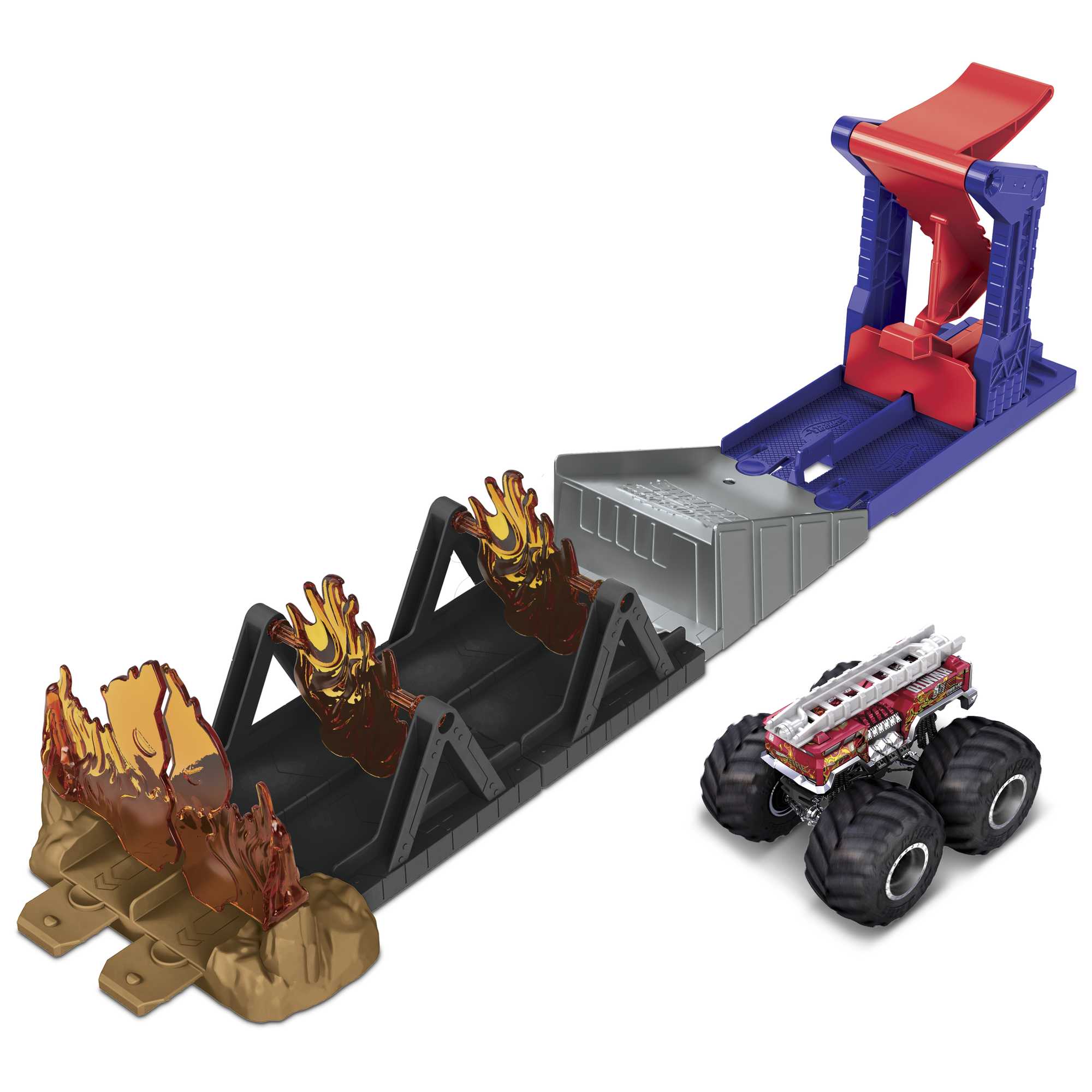  Hot Wheels Monster Truck Epic Loop Challenge Play Set with Truck  and car : Toys & Games