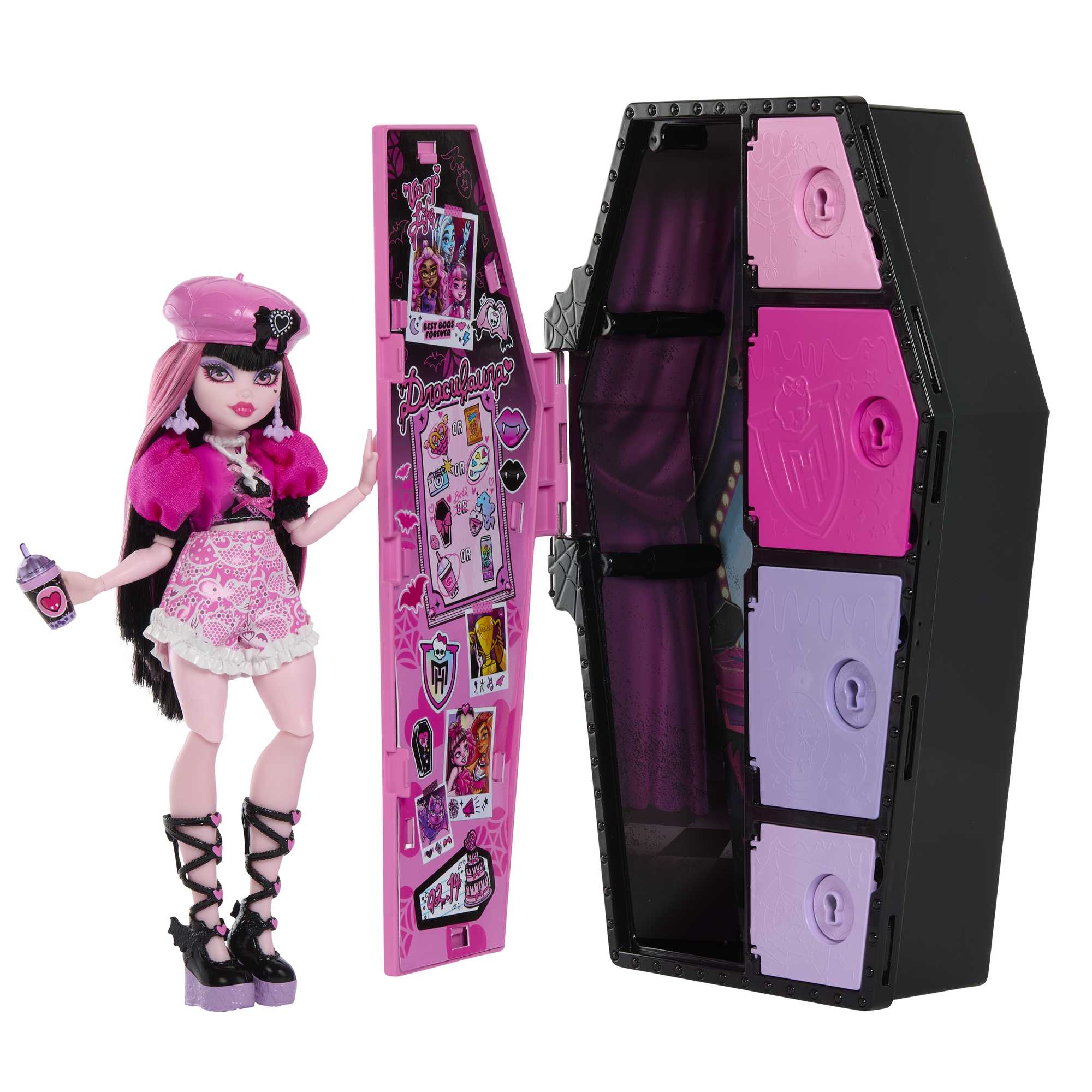 Monster High Doll | Draculaura | Dress-Up Locker | MATTEL