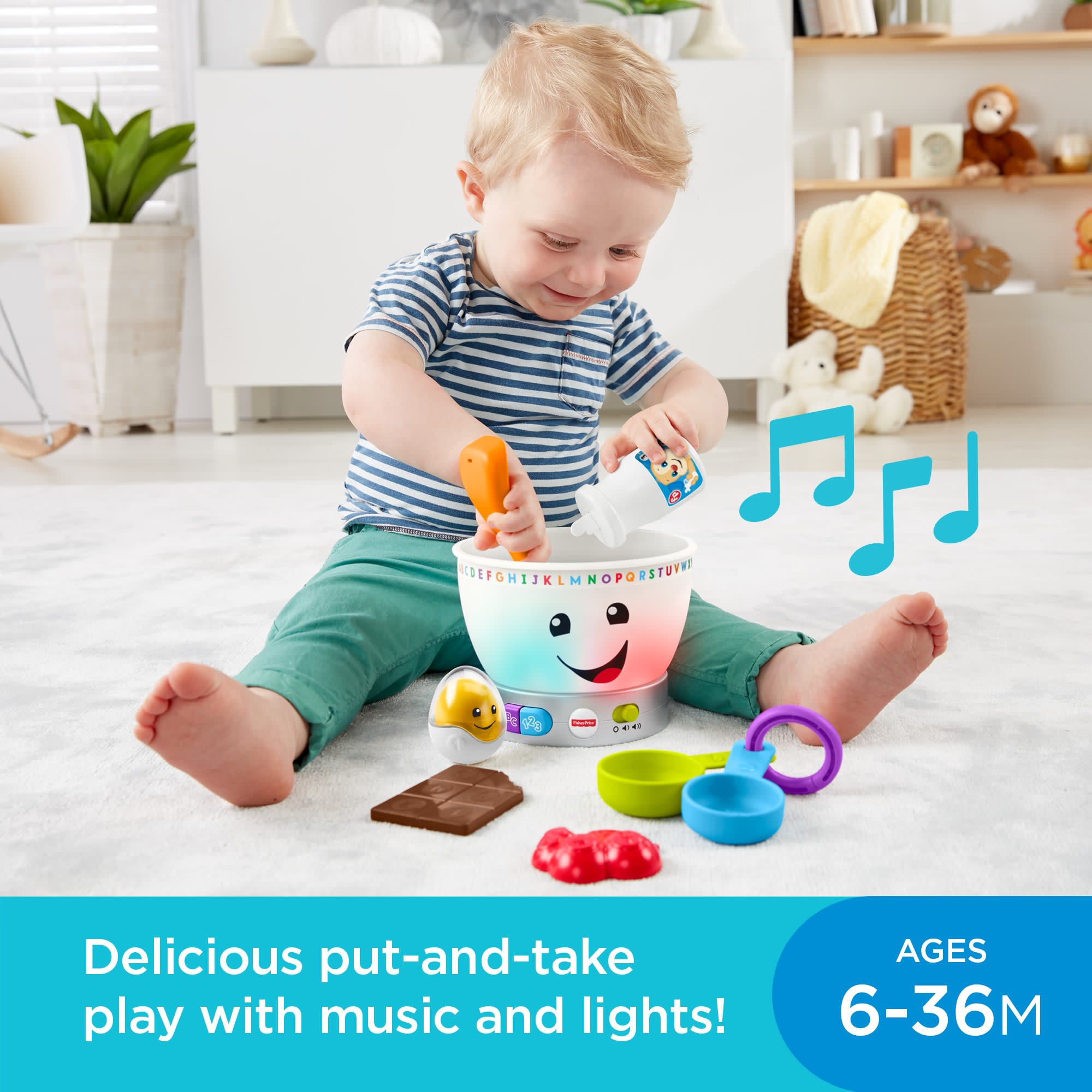 Fisher-Price Laugh & Learn Wake Up & Learn Coffee Mug Baby & Toddler Toy  with Music & Lights 