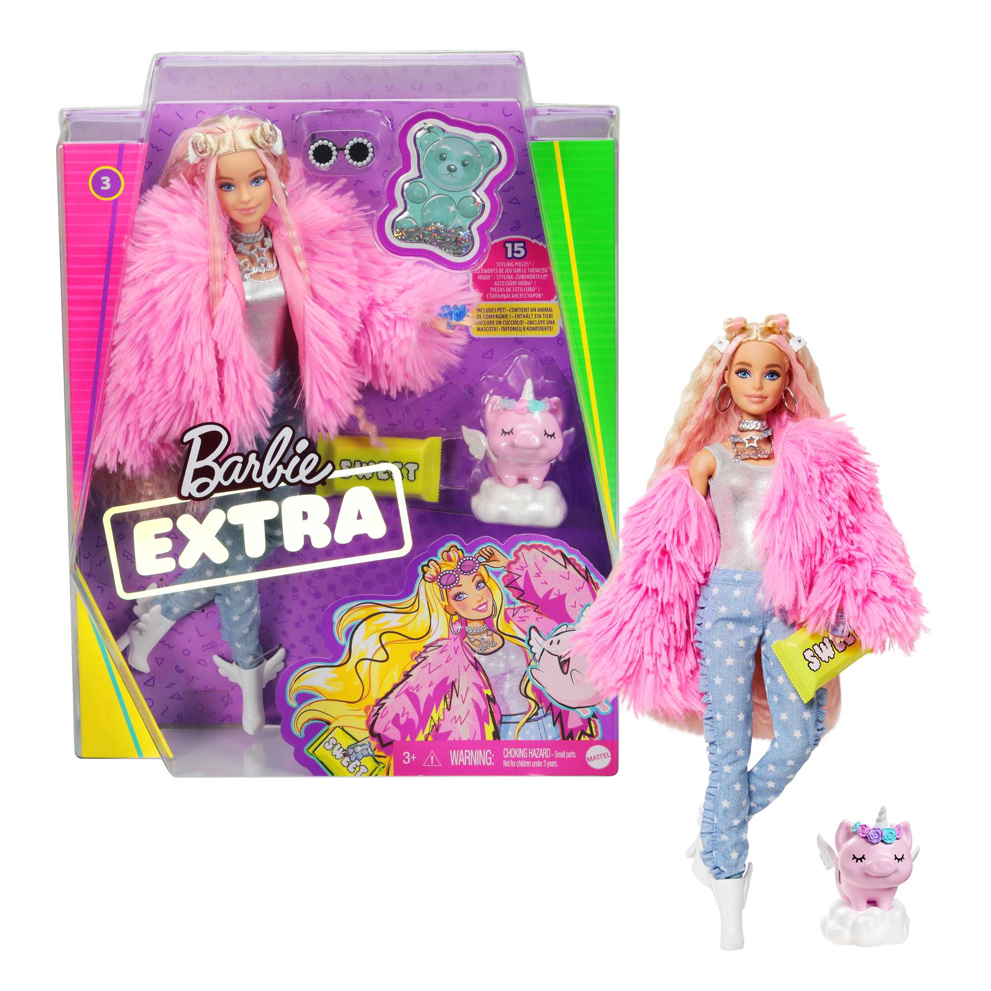 Barbie Roupas e Acessórios Cropped Branco e Calça Roxa - Mattel