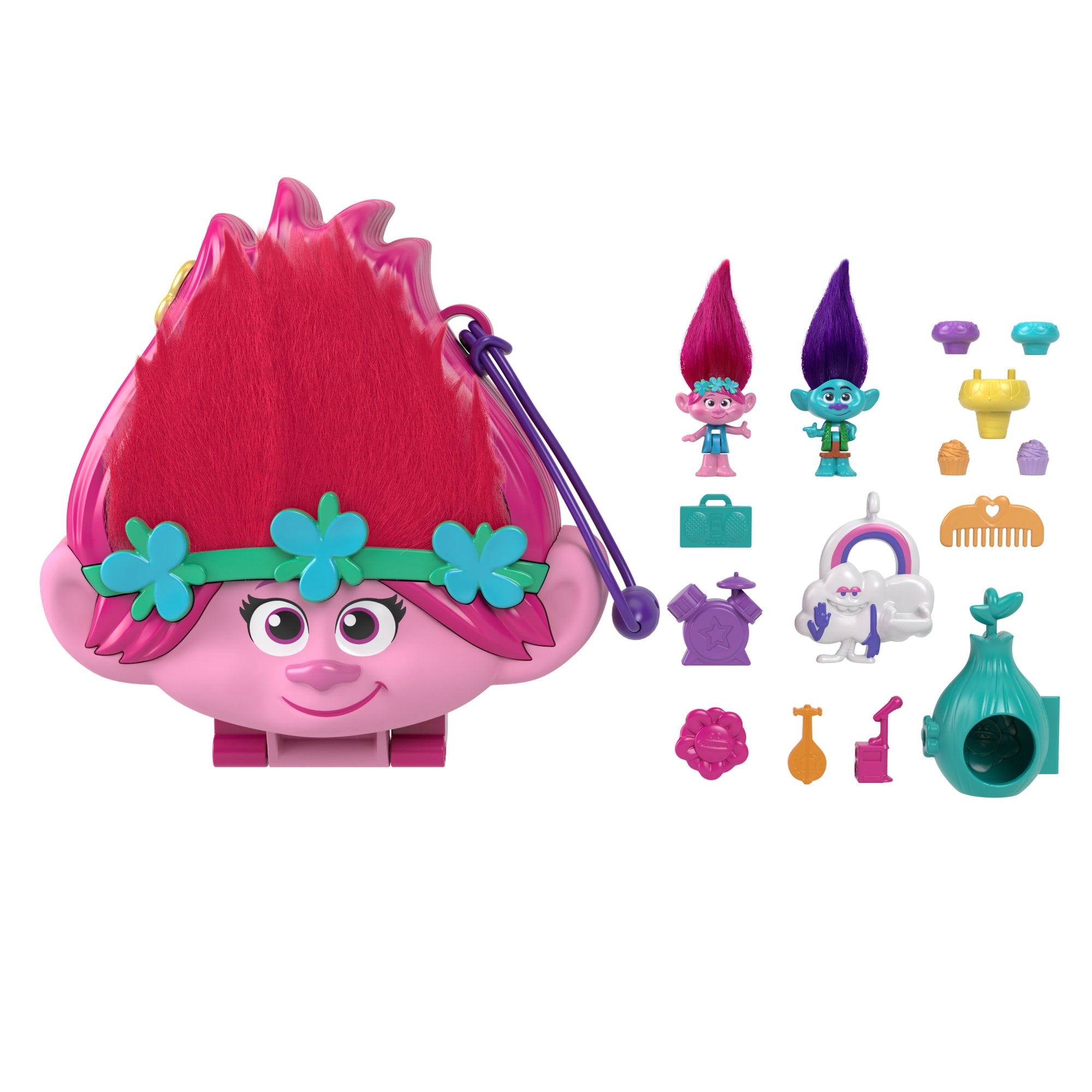 Polly Pocket & Dreamworks-Les Trolls-Coffret Figurines et Accessoires