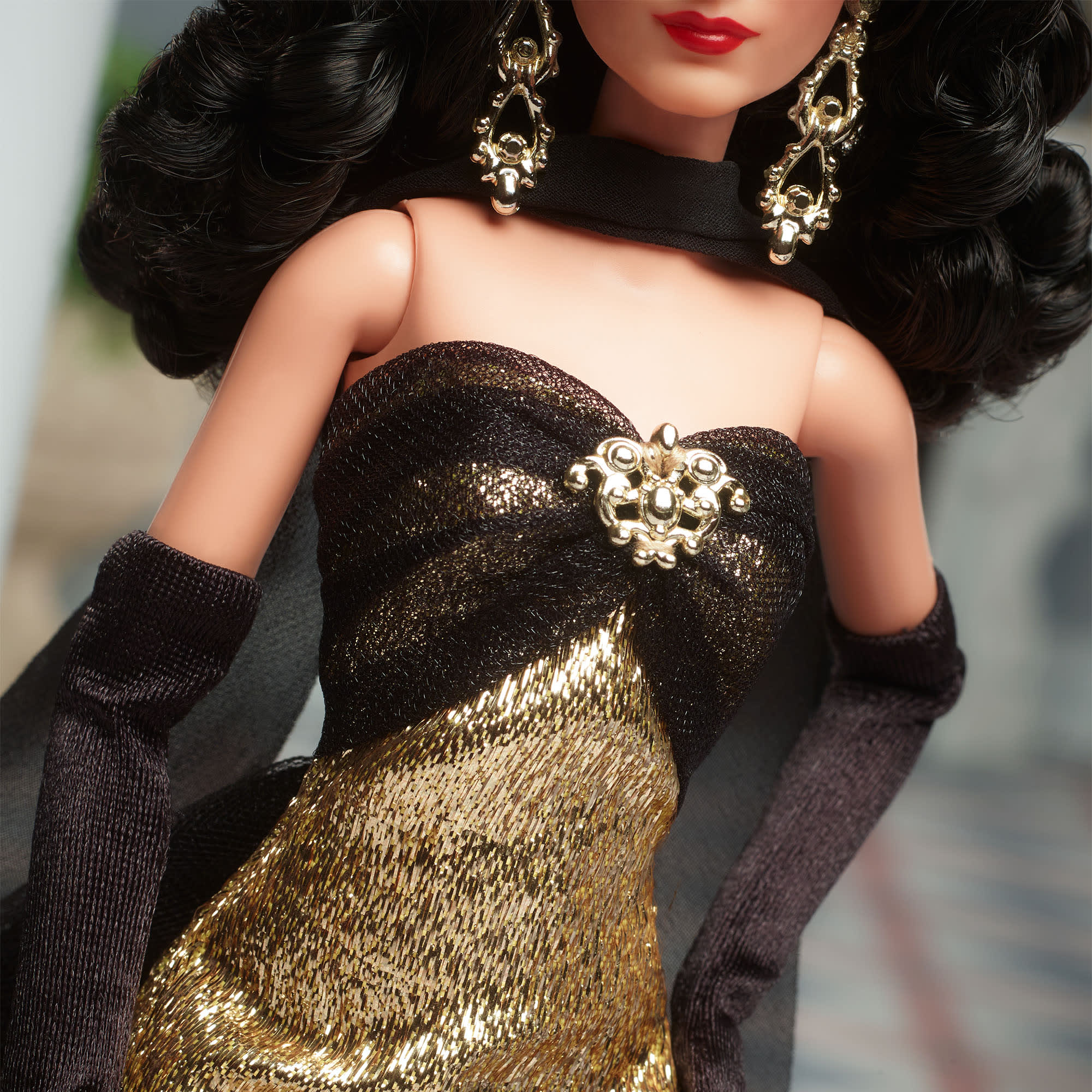 Collector Barbie Doll, María Félix In Glimmering Gold Gown, Barbie Signature