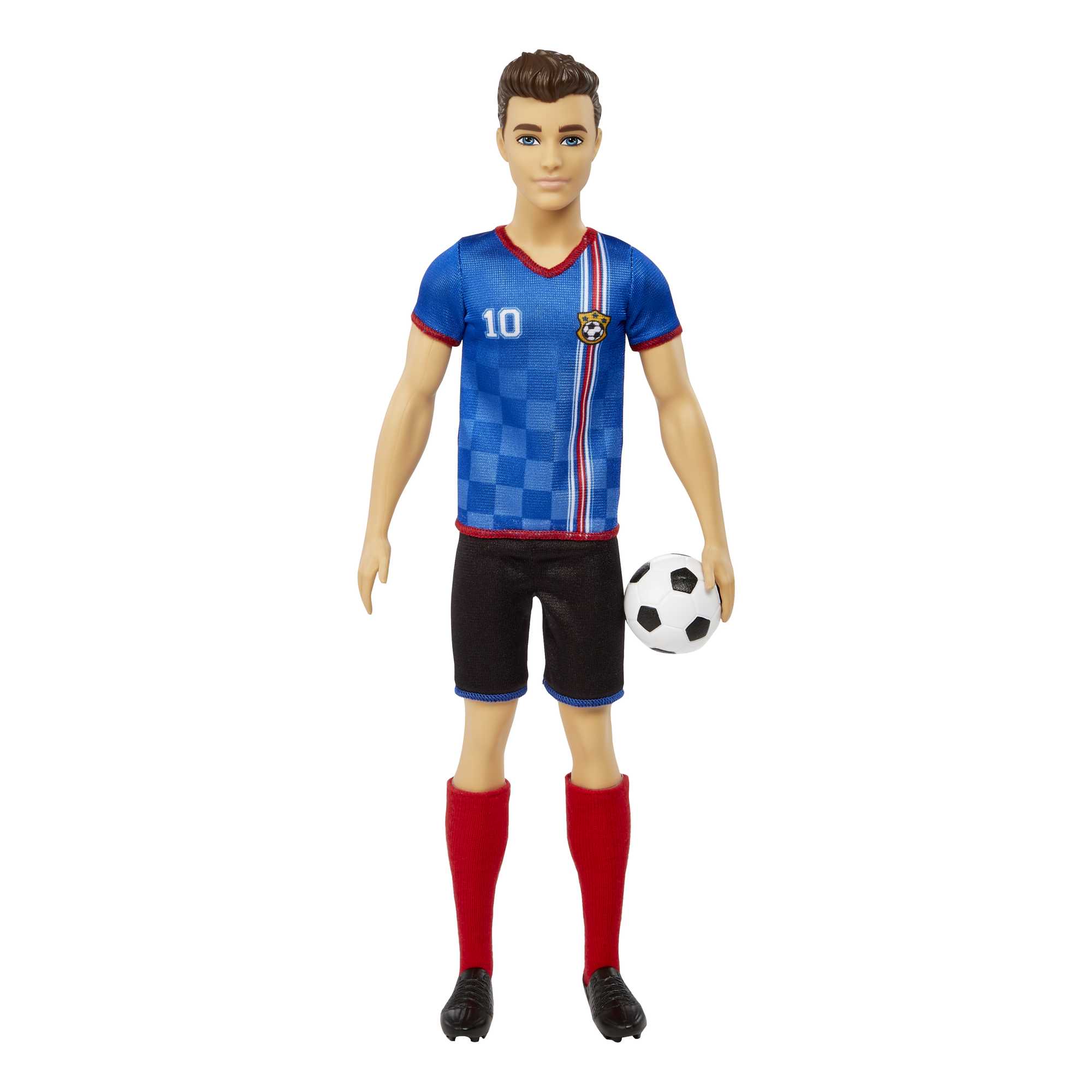 Ken Poupée Joueur de Soccer, Cheveux Courts, Uniforme 10, Ballon