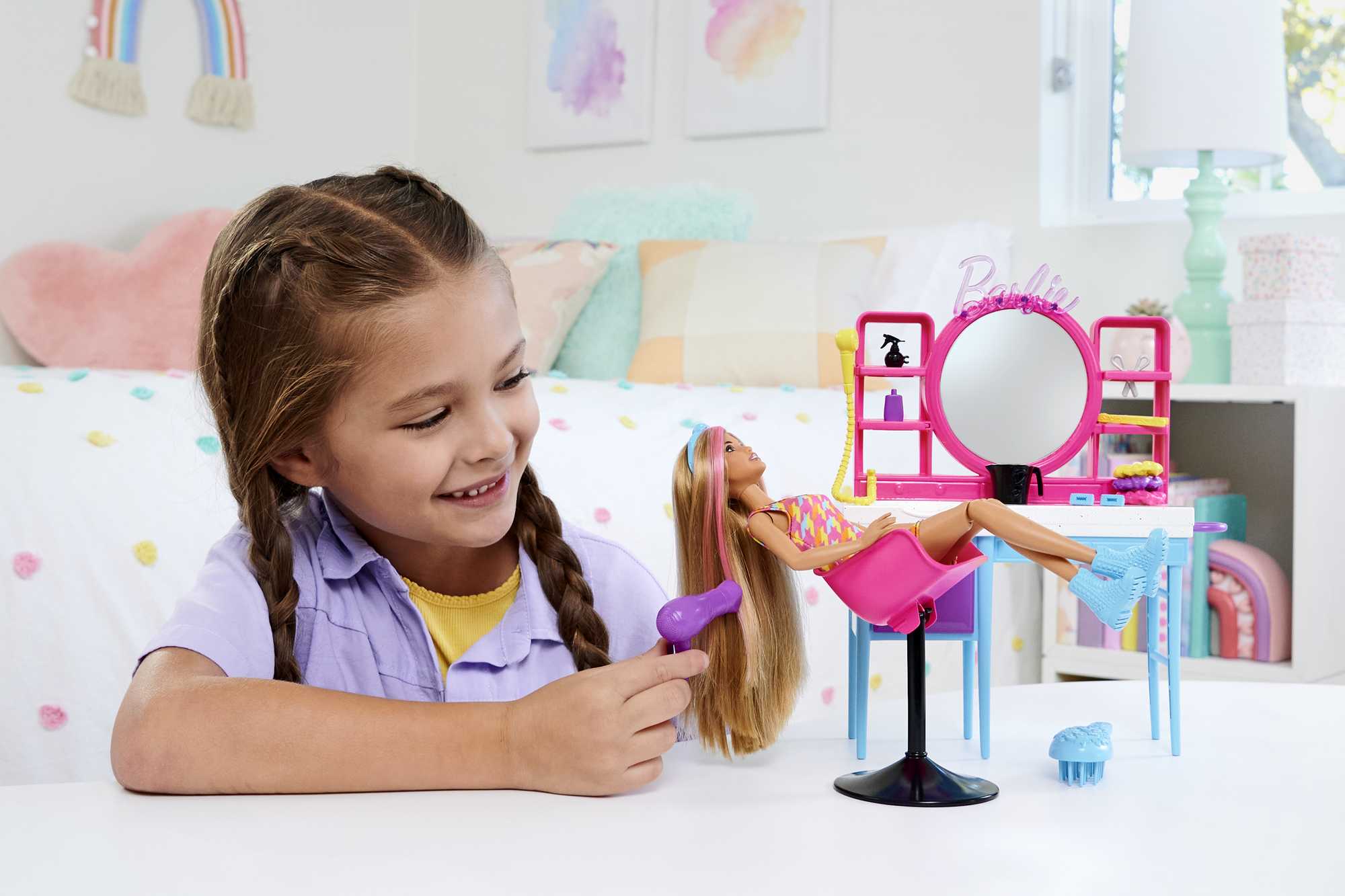 Barbie Salon Playset with Doll | Color-Change Hair | MATTEL