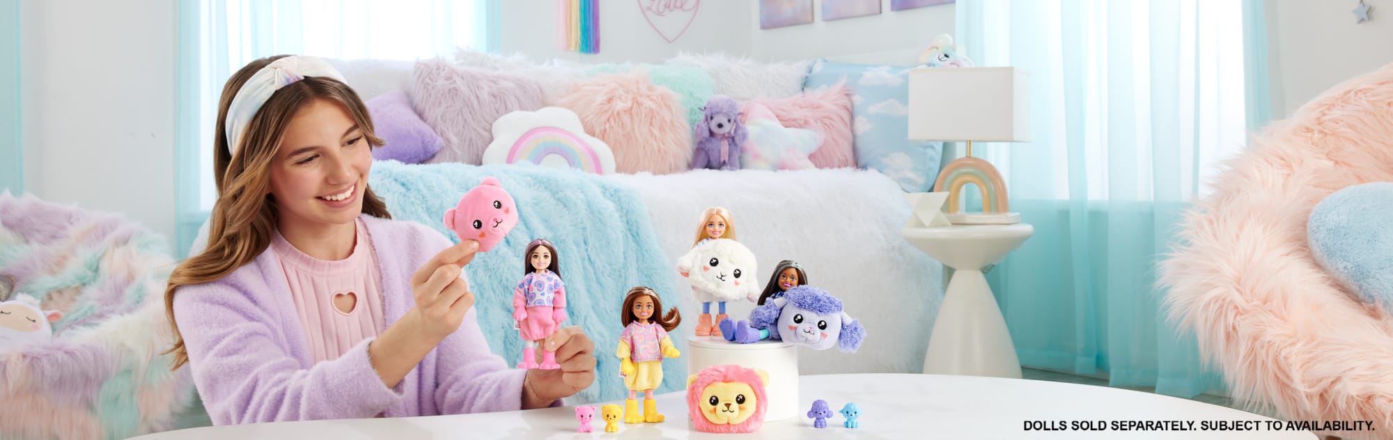 Barbie Cutie Reveal Cozy Cute Tees Series Chelsea Doll & Accessories, Plush Lamb, Blonde Small Doll