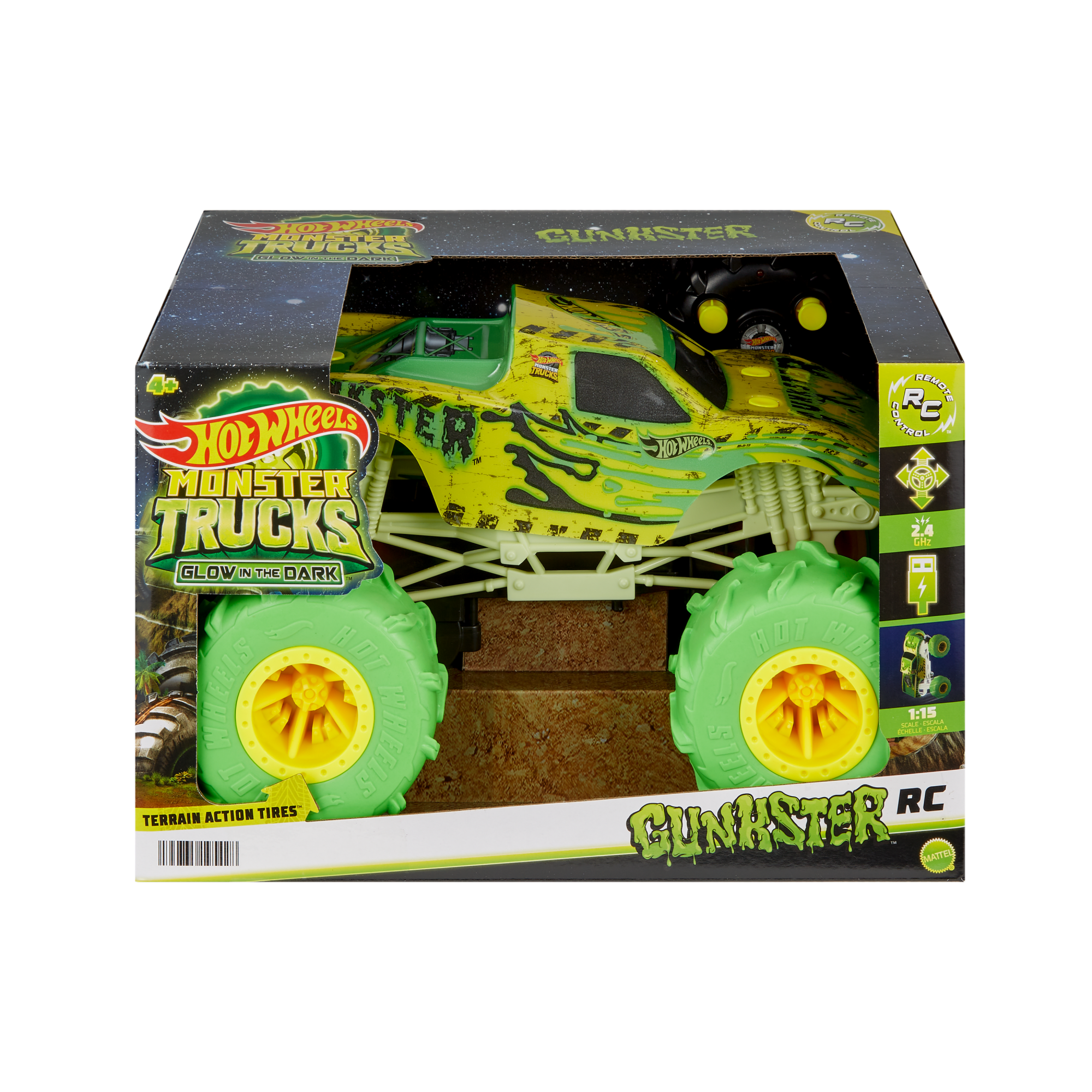 HOT WHEELS Monster Trucks 1 15 Scale GUNKSTER RC Vehicle Mattel