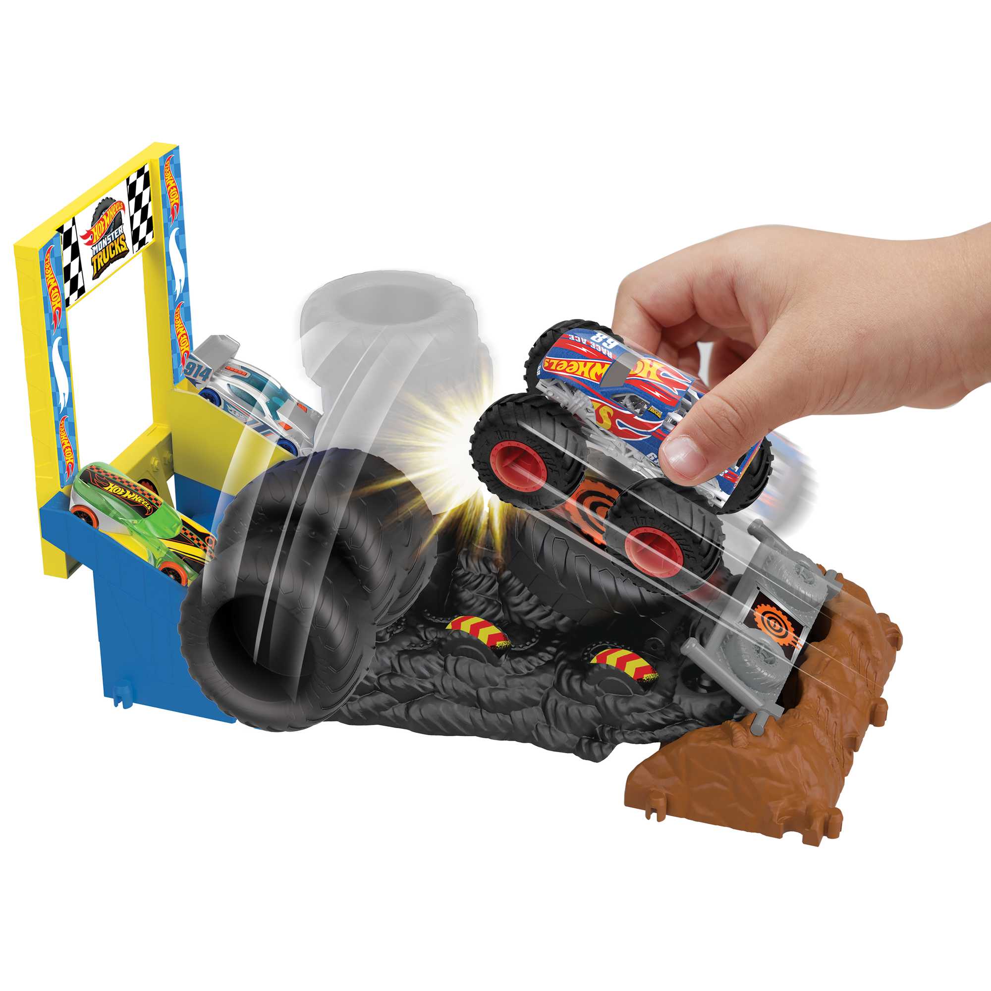 Hot Wheels Monster Trucks Arena Smashers Race Ace Smash Race