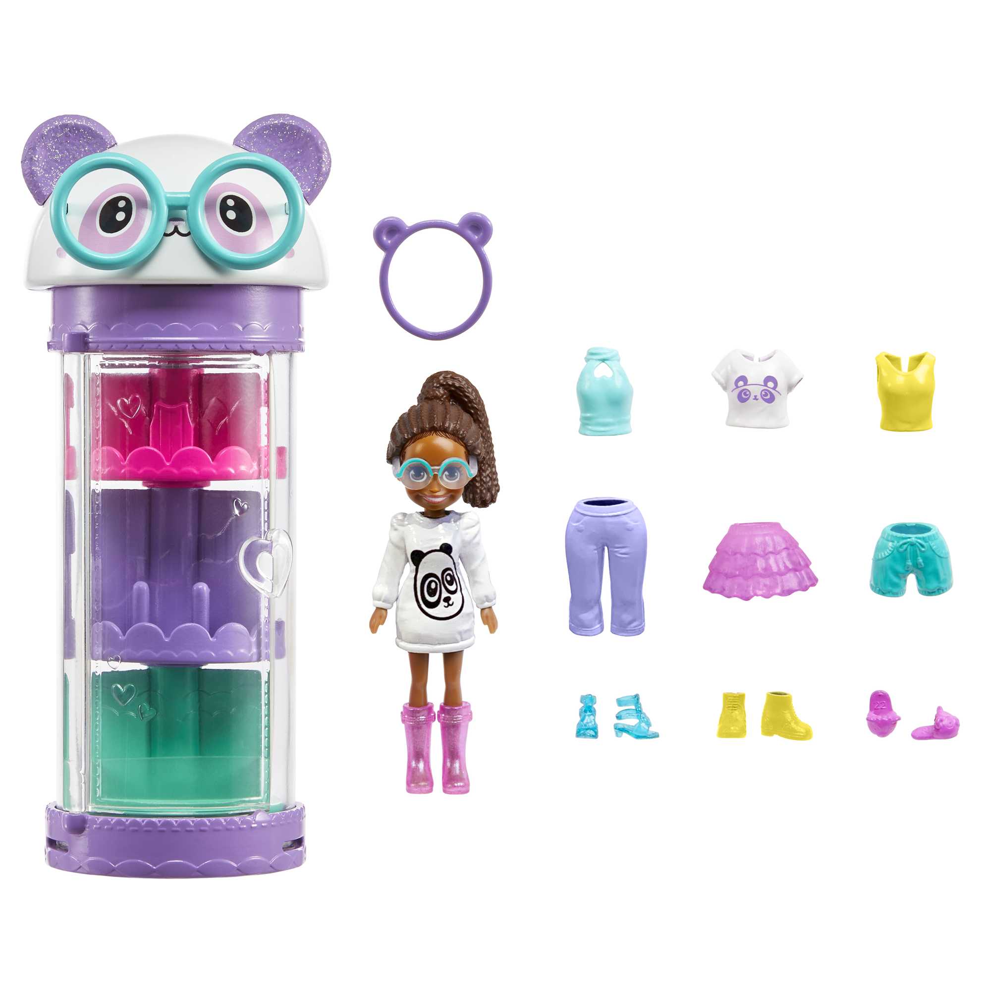Polly Pocket Conjunto de Brinquedo Armário de Modas Giratório Panda