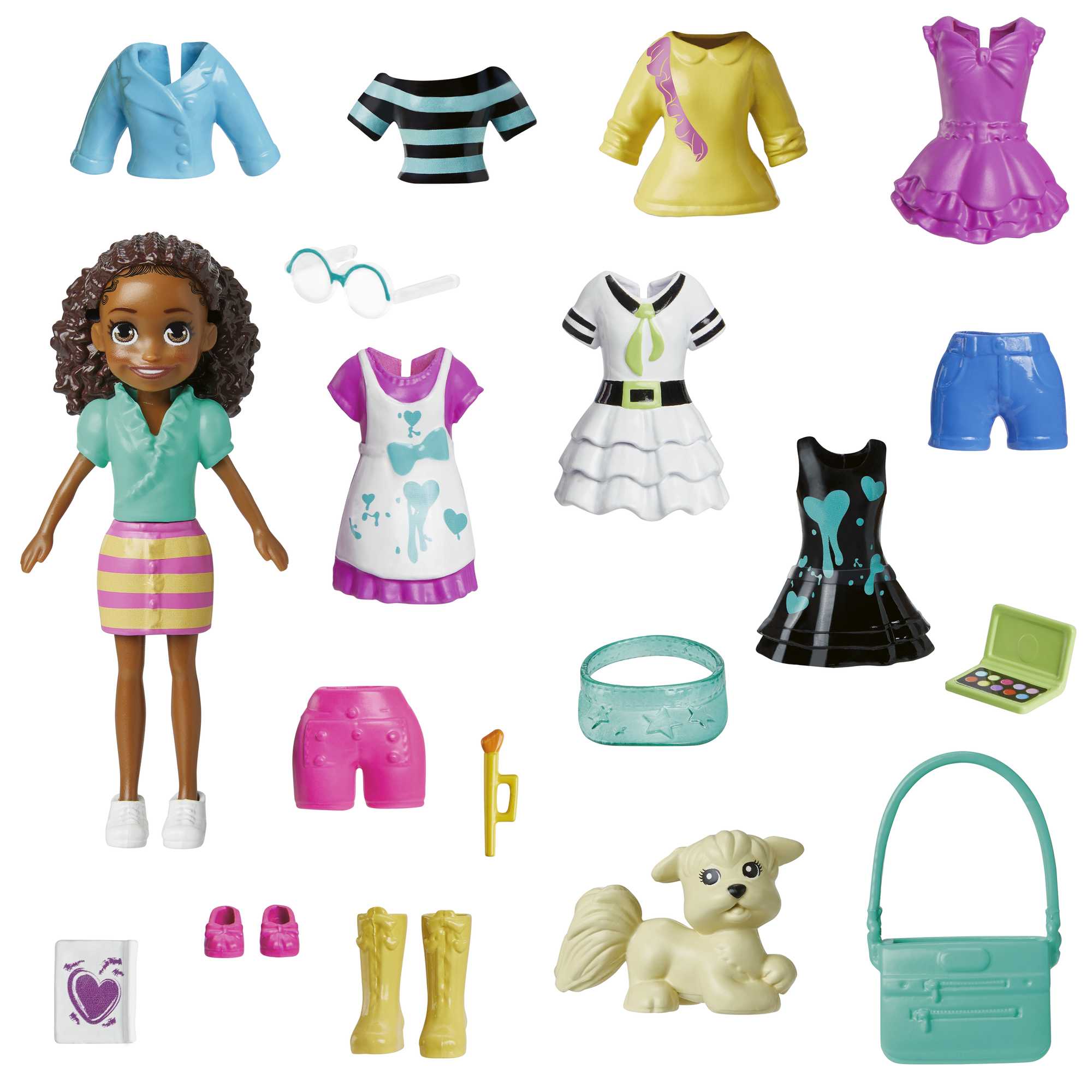 Polly Pocket Poupée et 18 Accessoires, Atelier de Peinture de Shani