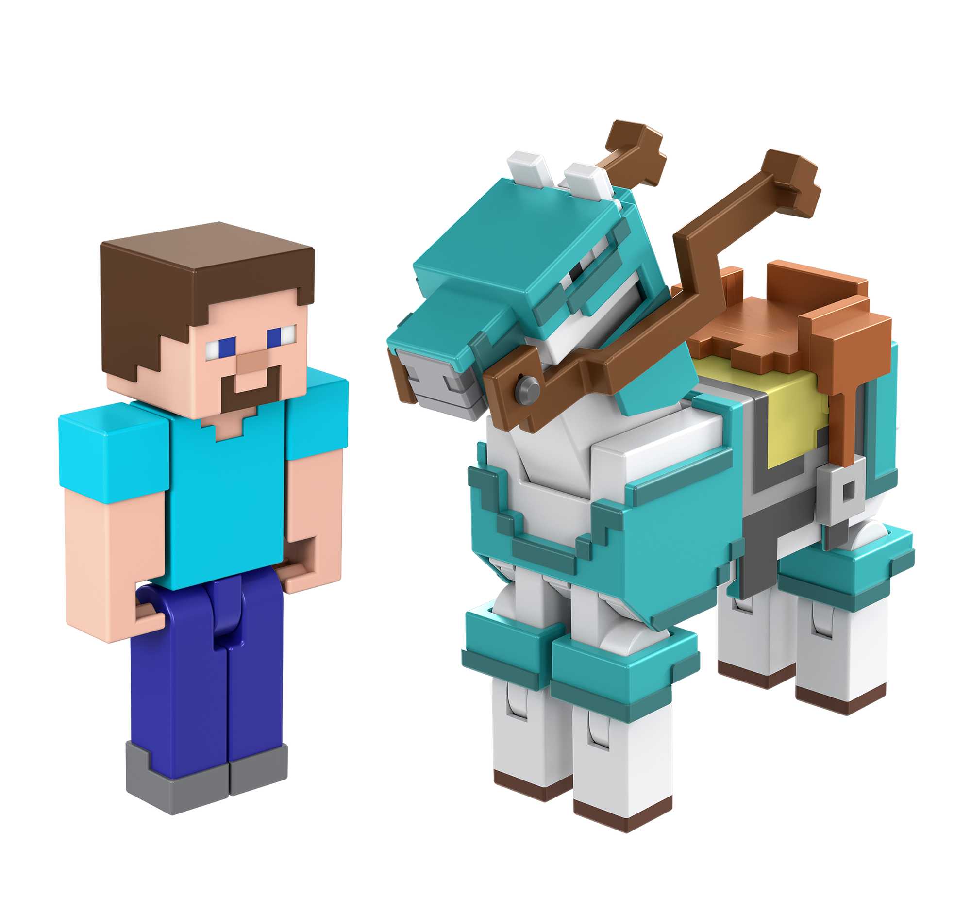 Minecraft Vanilla Figura de Acción Paquete de 2 Steve y Armored Horse 3.25"