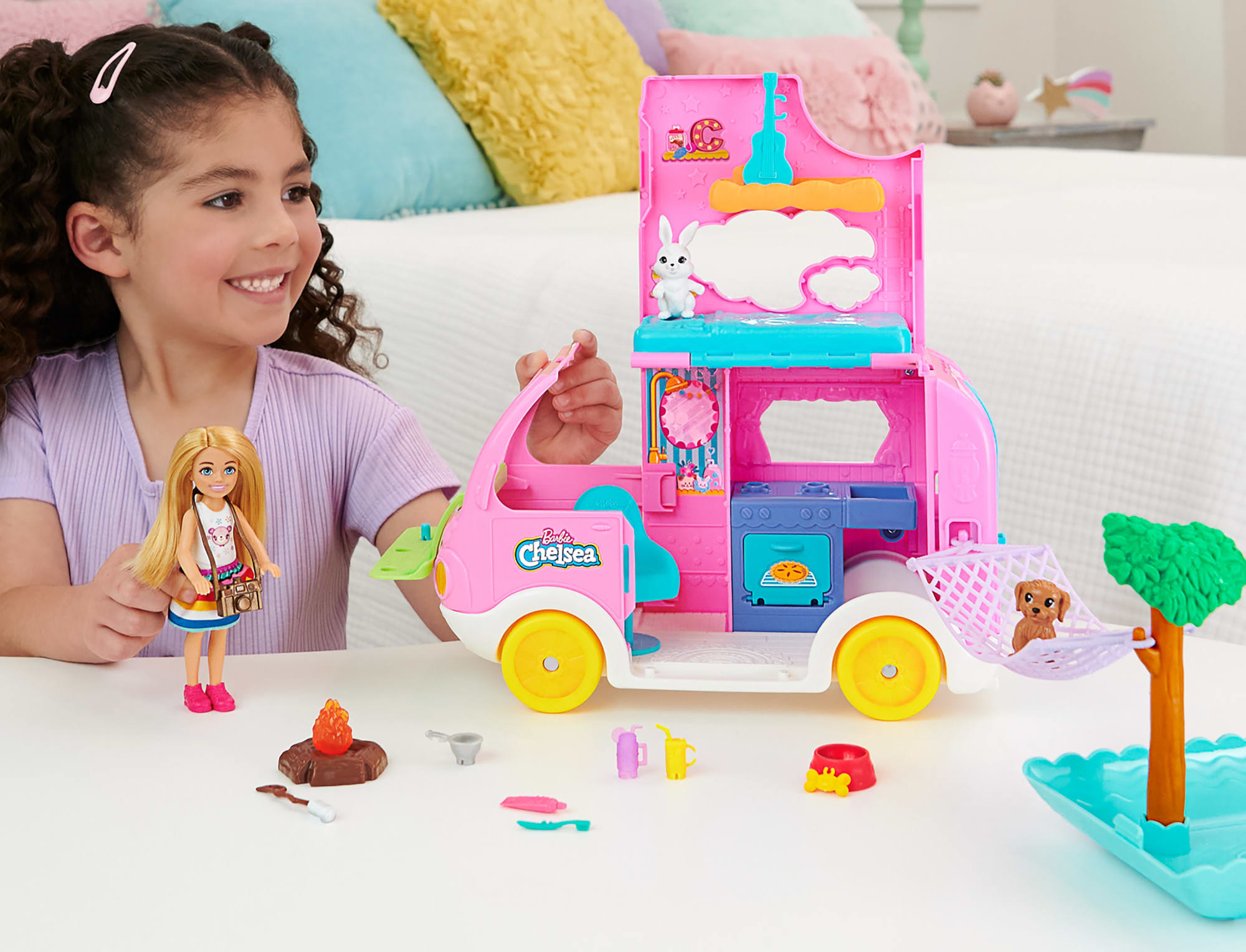 Barbie-Camping-Car 2 en 1 de Chelsea-Coffret