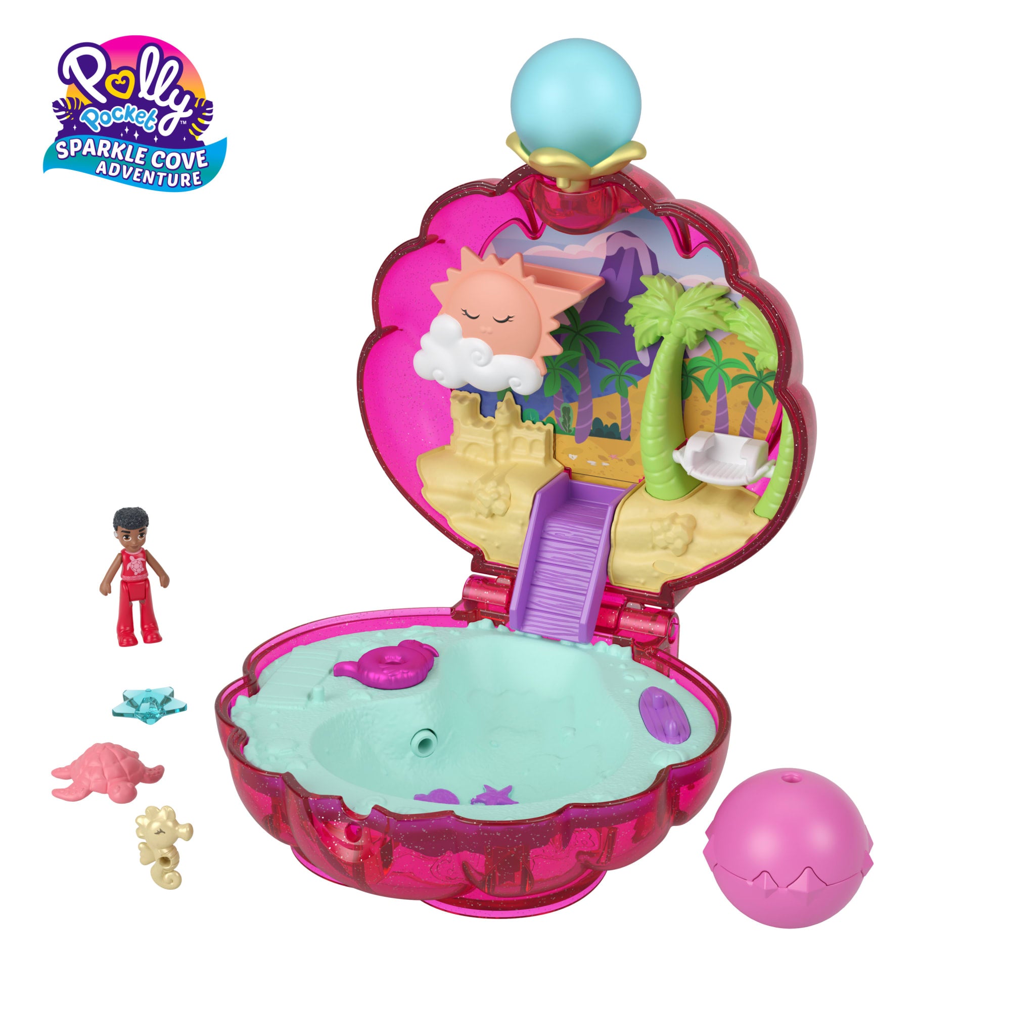 Polly Pocket Sparkle Cove Adventure Beach Compact Playset With Micro Doll, Accessories & Surprise