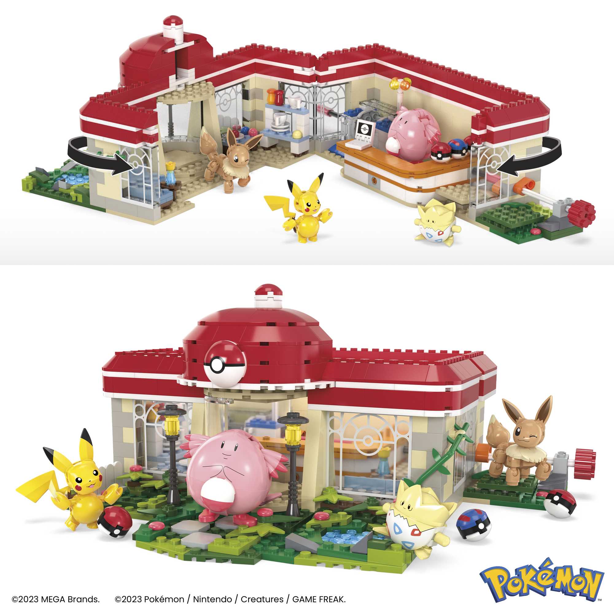 MEGA Pokémon Building Toy Kit, Forest Pokémon Center (648 Pieces) With 4 Action Figures
