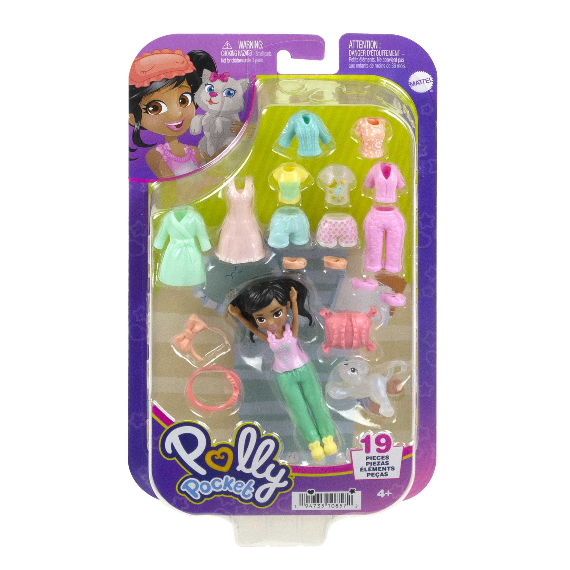 Polly Pocket Set de Juego Paquete de Modas Fiesta de Pijama Elemento Sorpresa