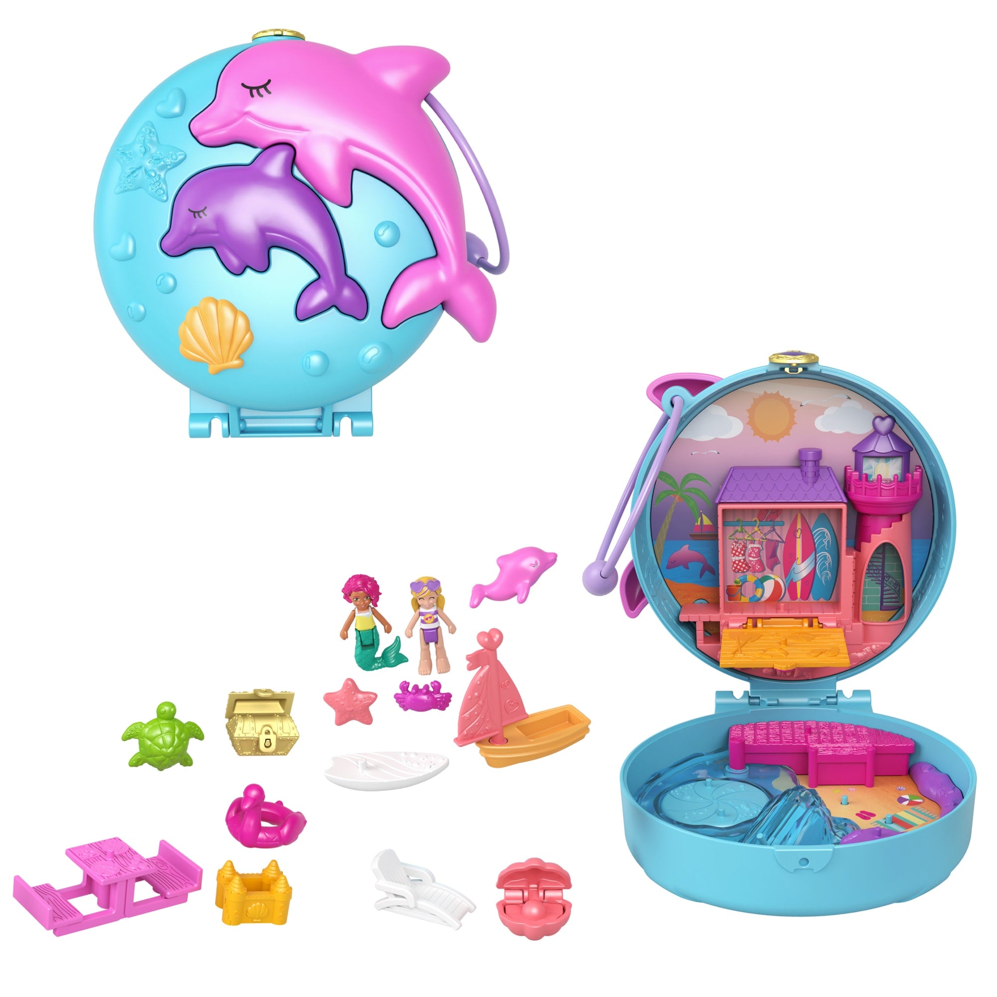 For the last Polly Pocket I own, we have a cute dolphin compact