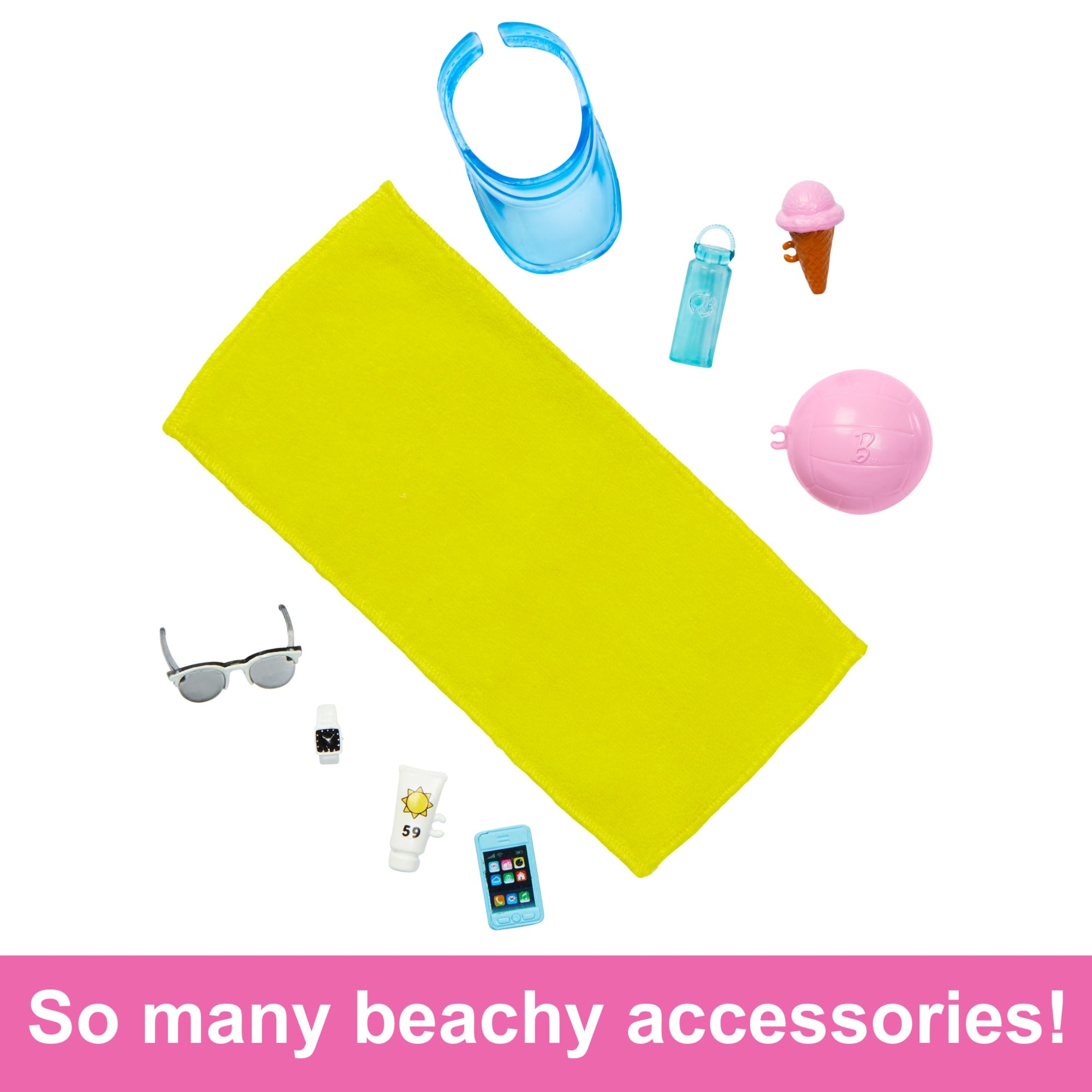 Blonde Ken Doll with Swim Trunks and Beach Themed Accessories Mattel