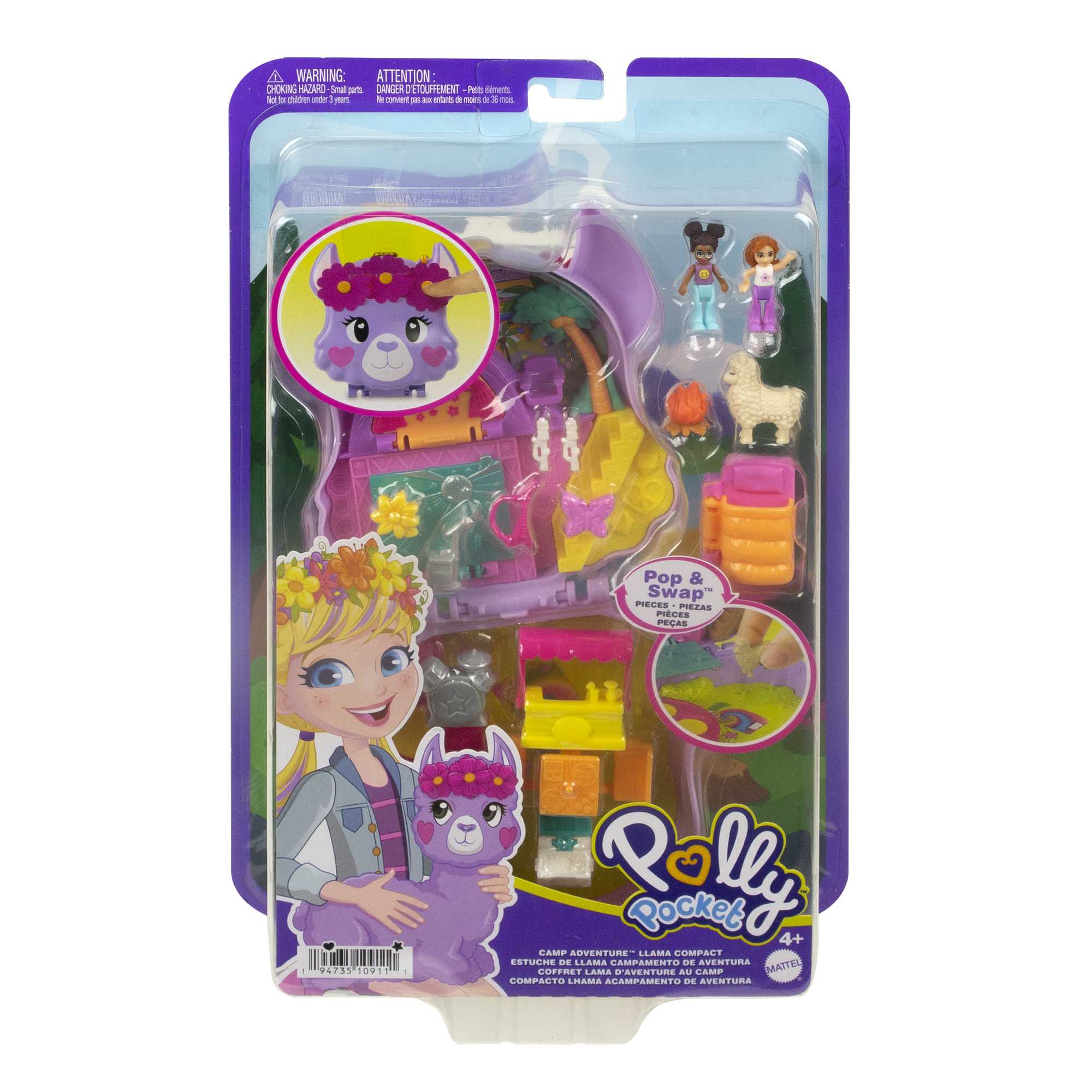 Polly Pocket Conjunto de Brinquedo Estojo Acampamento de Lhama