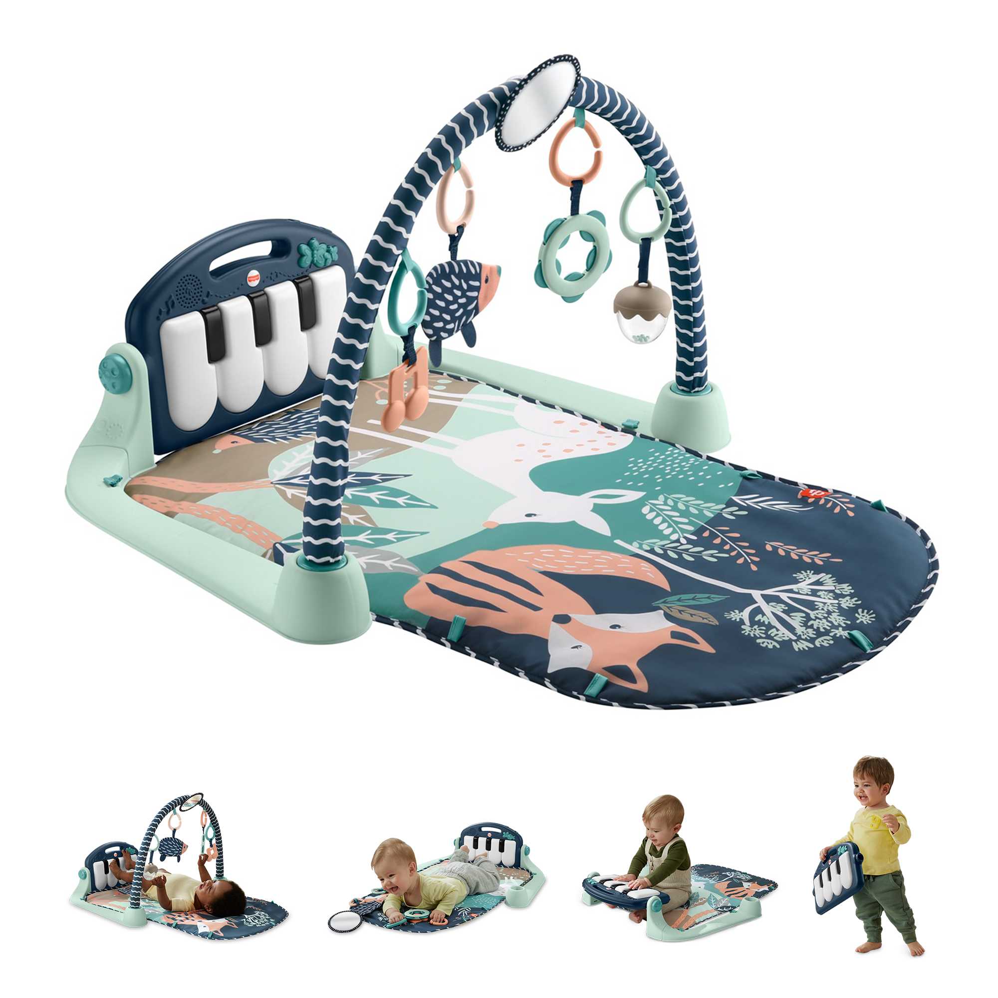 Fisher-Price Tapis D’Activités Pour Bébé, Piano, Jouets, Faon Marine