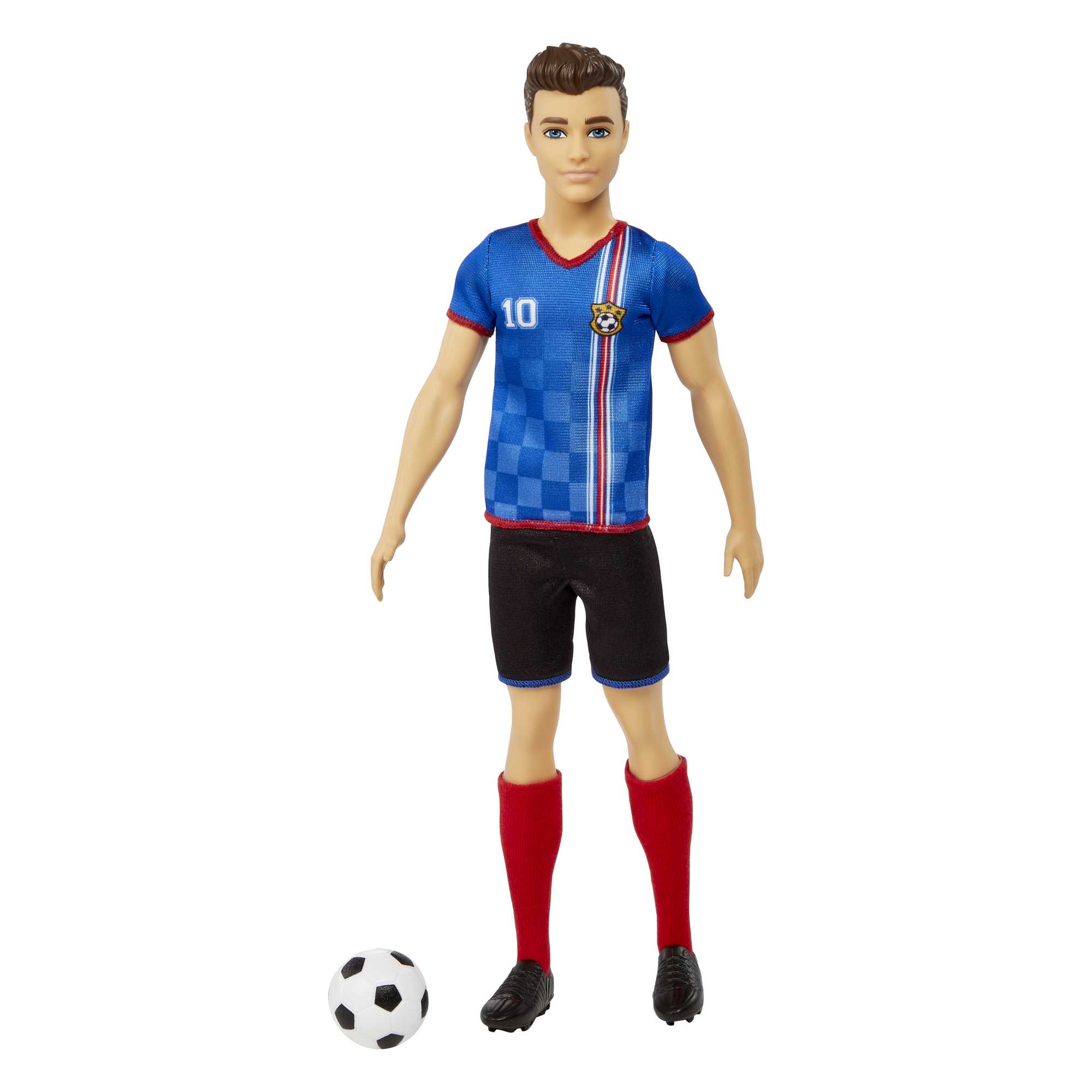 Ken Poupée Joueur de Soccer, Cheveux Courts, Uniforme 10, Ballon