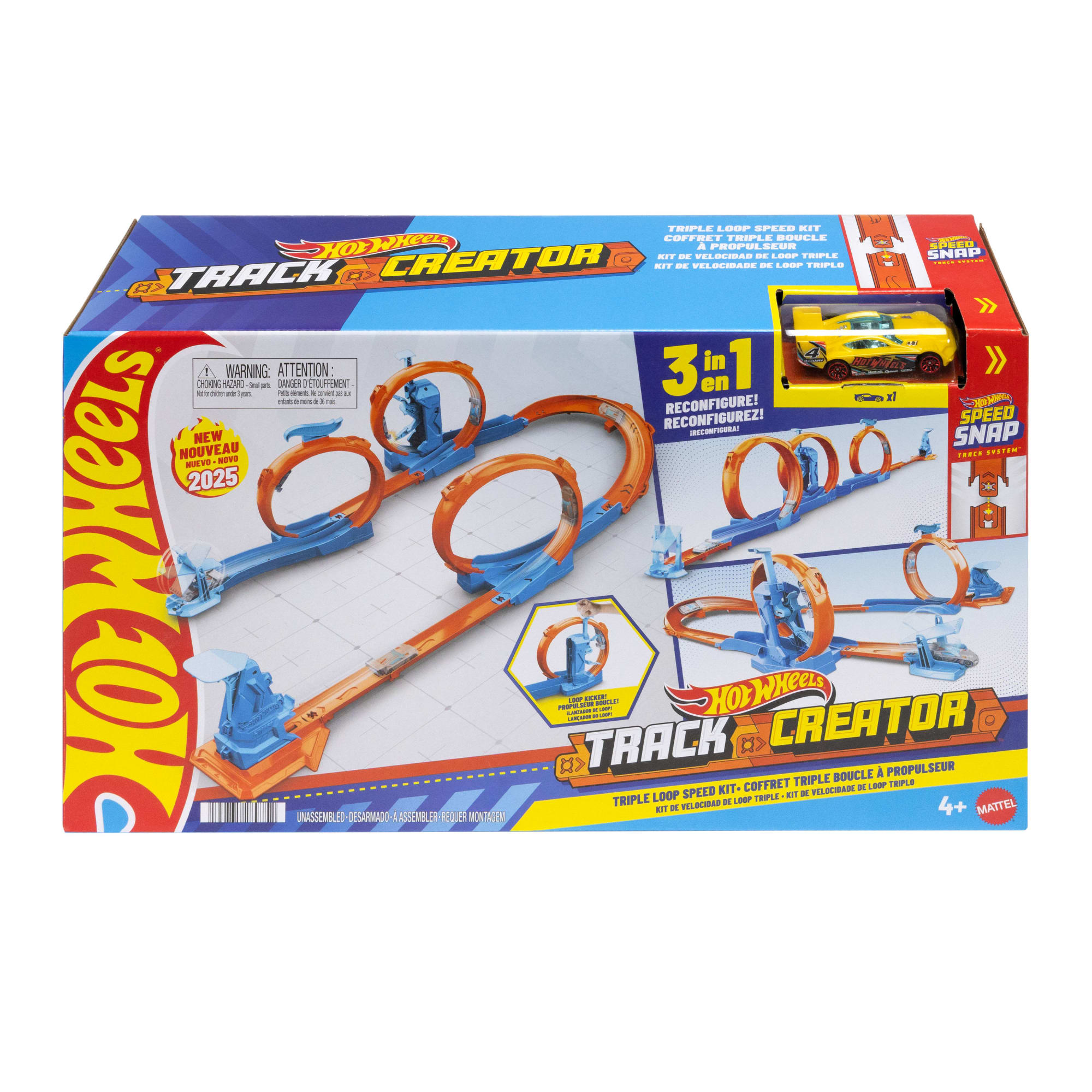 Hot Wheels Track Creator Triple Loop Pack & 1:64 Scale Toy Car, Track-Building Set by Mattel, Inc.