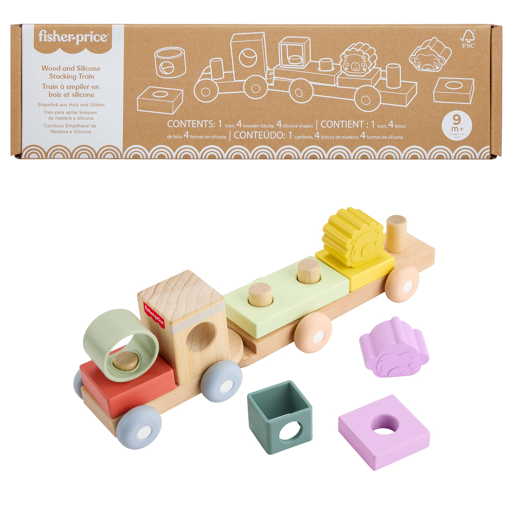 Fisher-Price Wood and Silicone Stacking Train | Mattel
