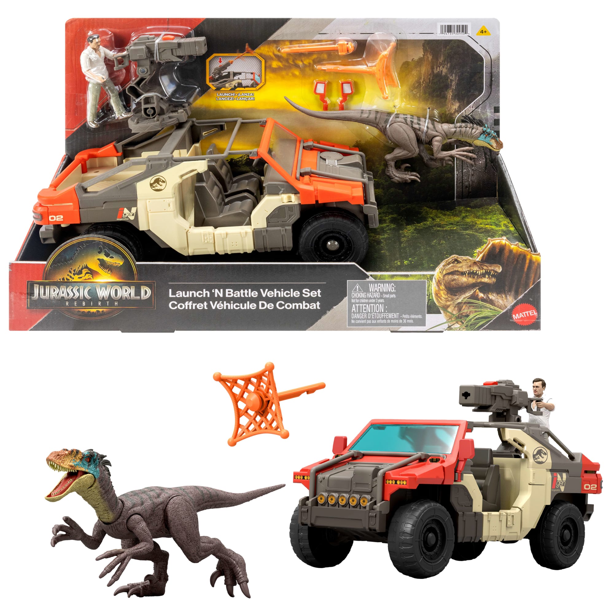 Jurassic World Amber Collection Tiger Velociraptor Figurine de dinosaure de 15,2 cm, détails authentiques, articulations mobiles et support de figurine, cadeau de collection à partir de 8 ans
